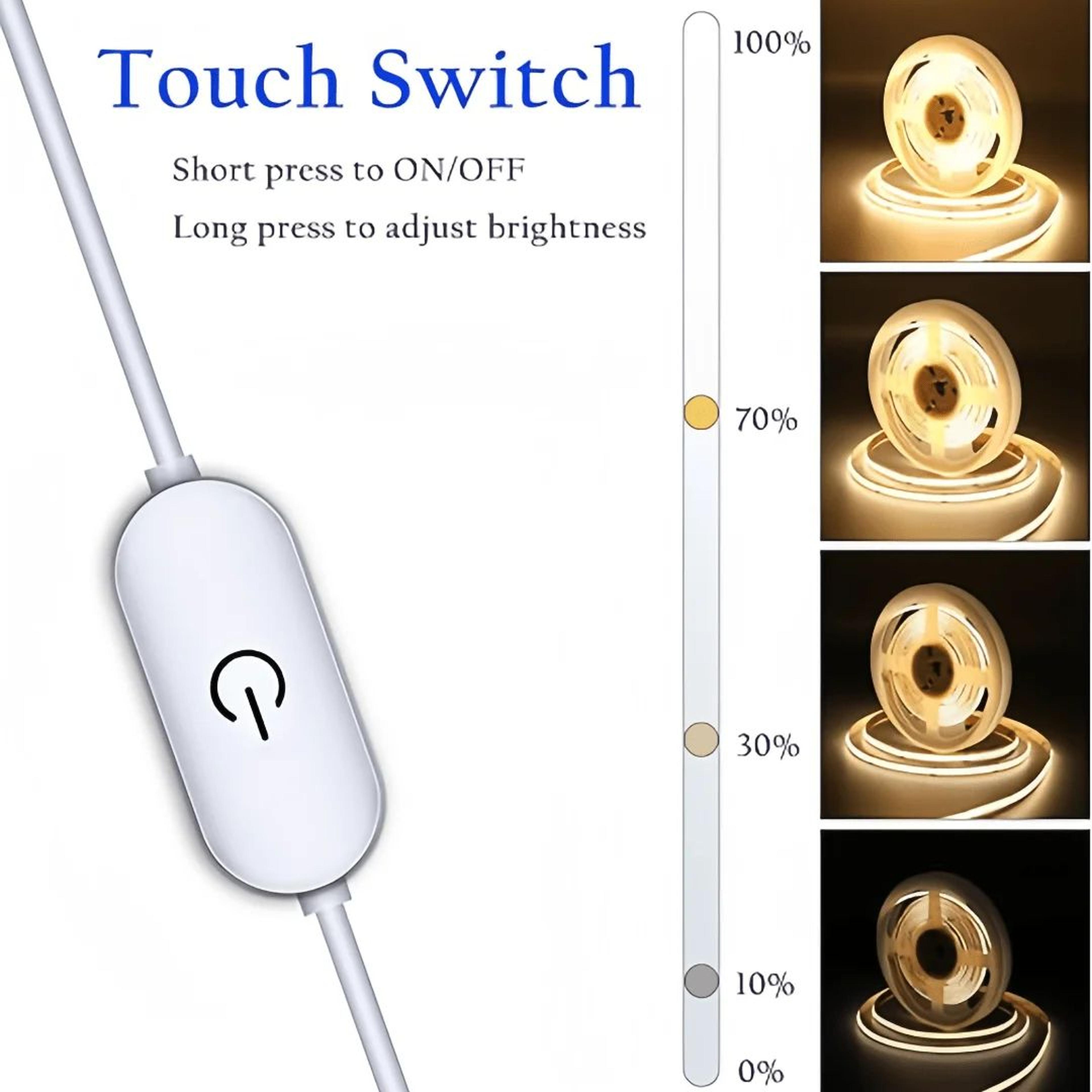 5 V USB COB LED Light Strip With Touch Dimmer Flexible Diode Tape For Indoor Lighting 1
