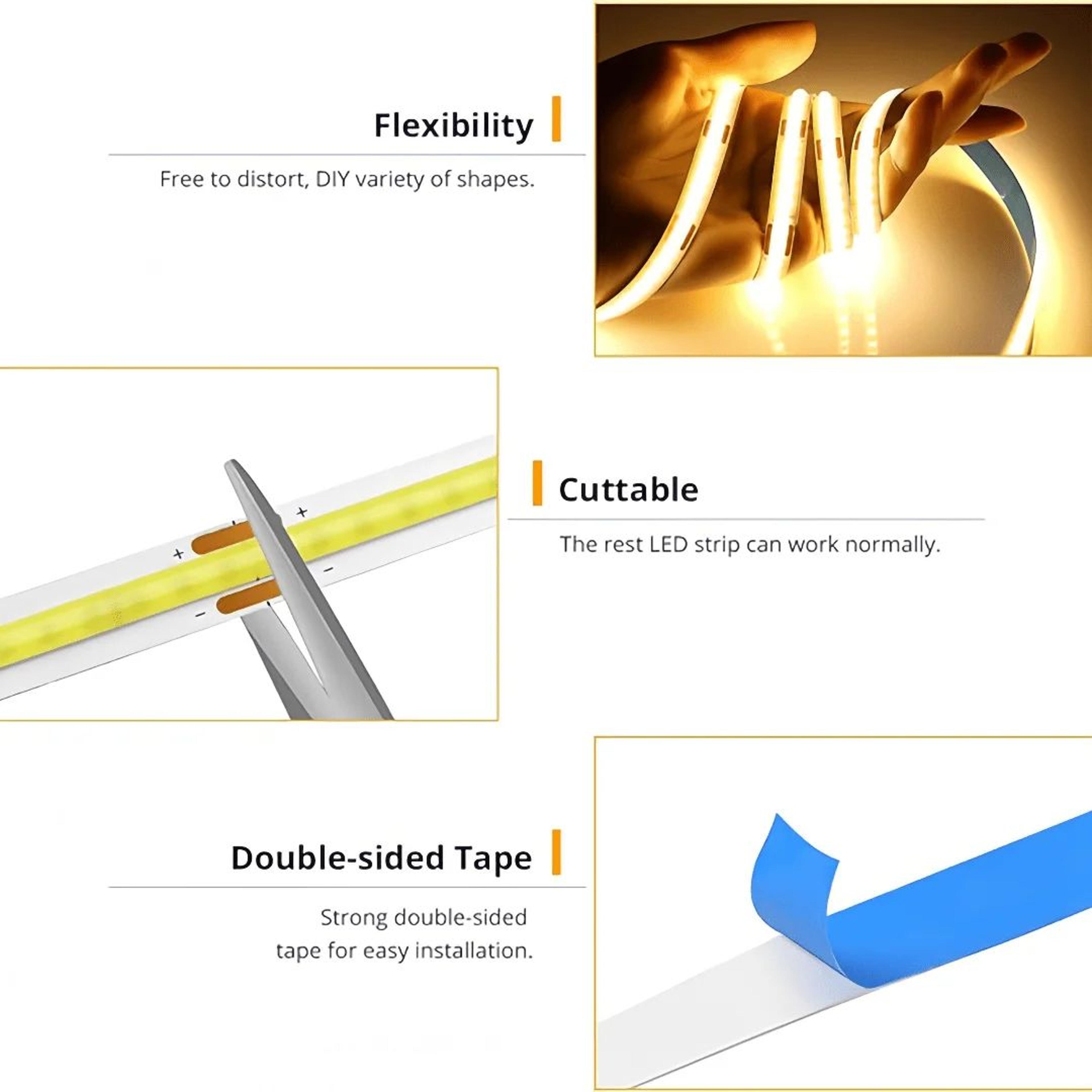 5 V USB COB LED Light Strip With Touch Dimmer Flexible Diode Tape For Indoor Lighting 3