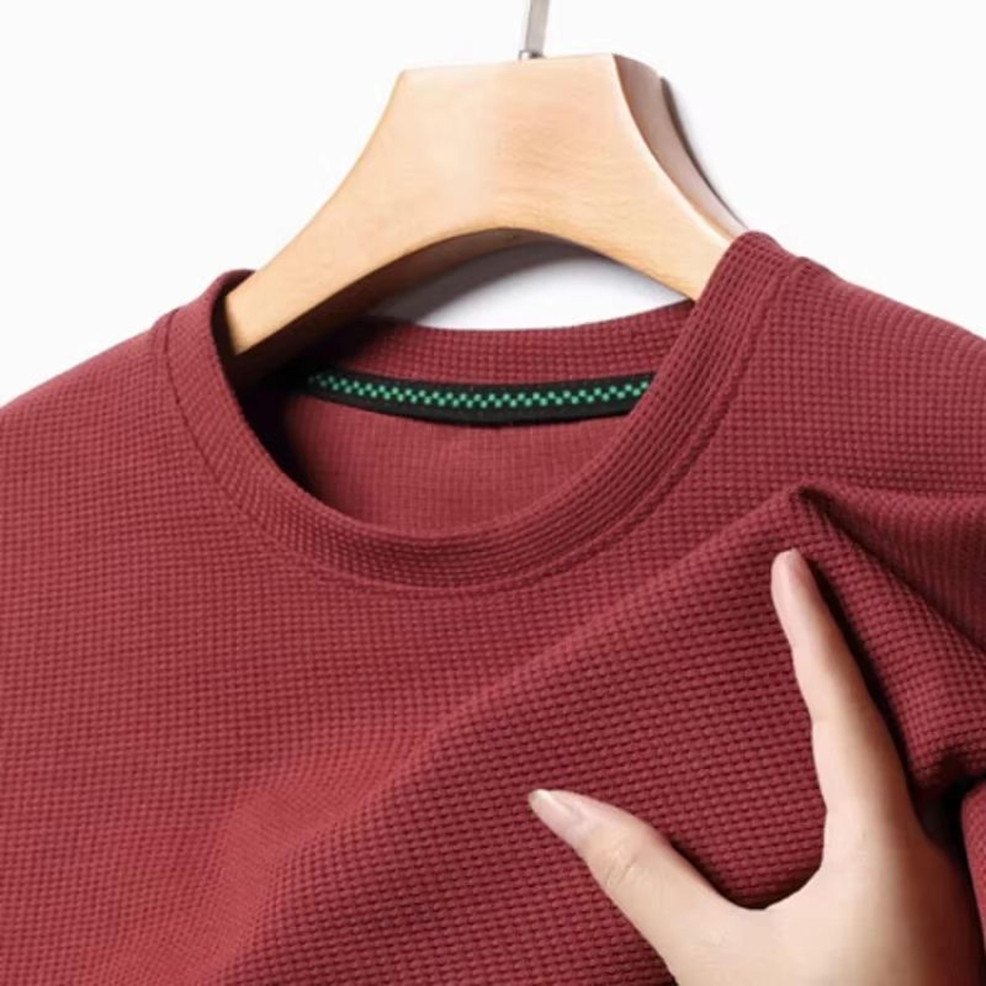 Summer Waffle Knit Short Sleeve TShirt For Men 2