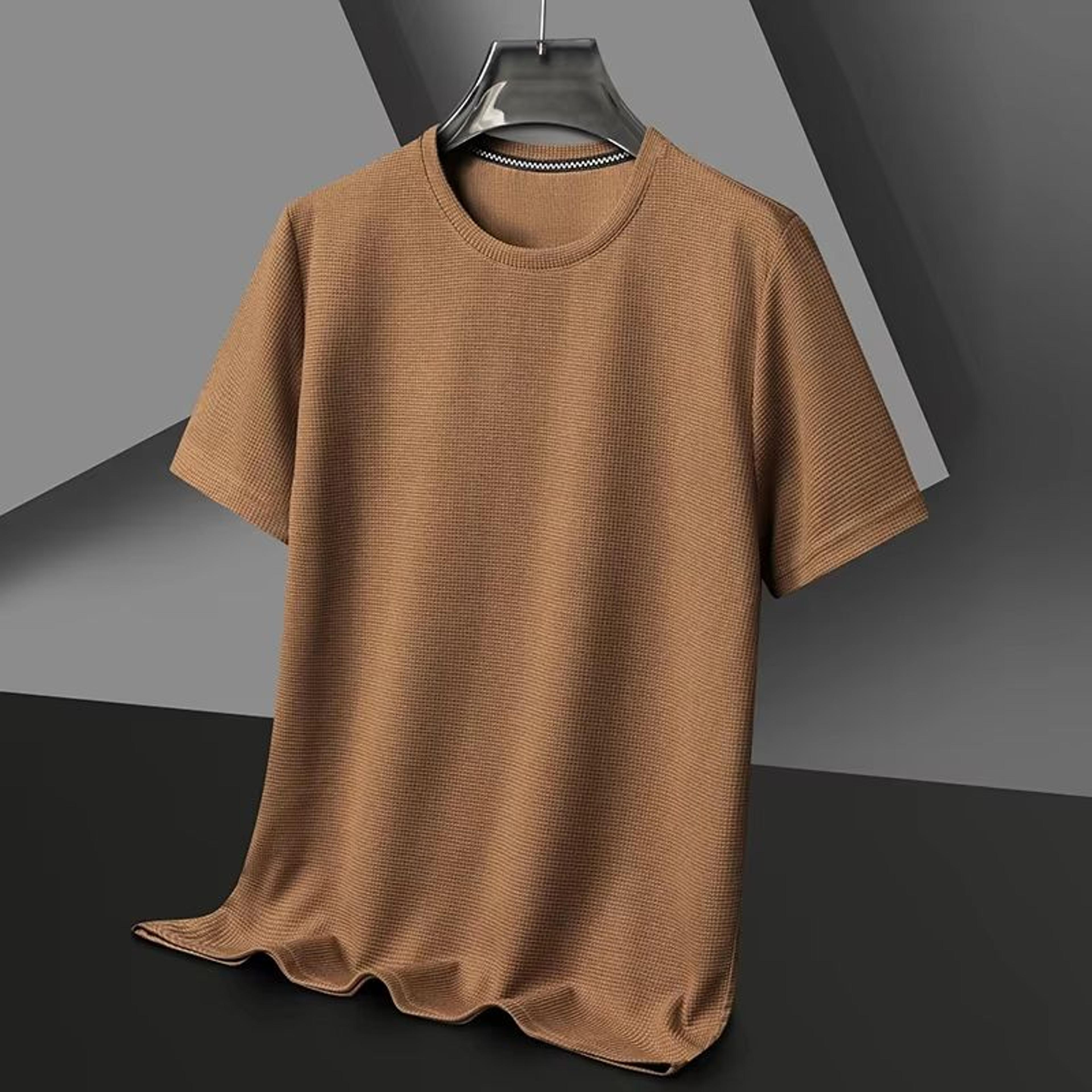 Summer Waffle Knit Short Sleeve TShirt For Men 11