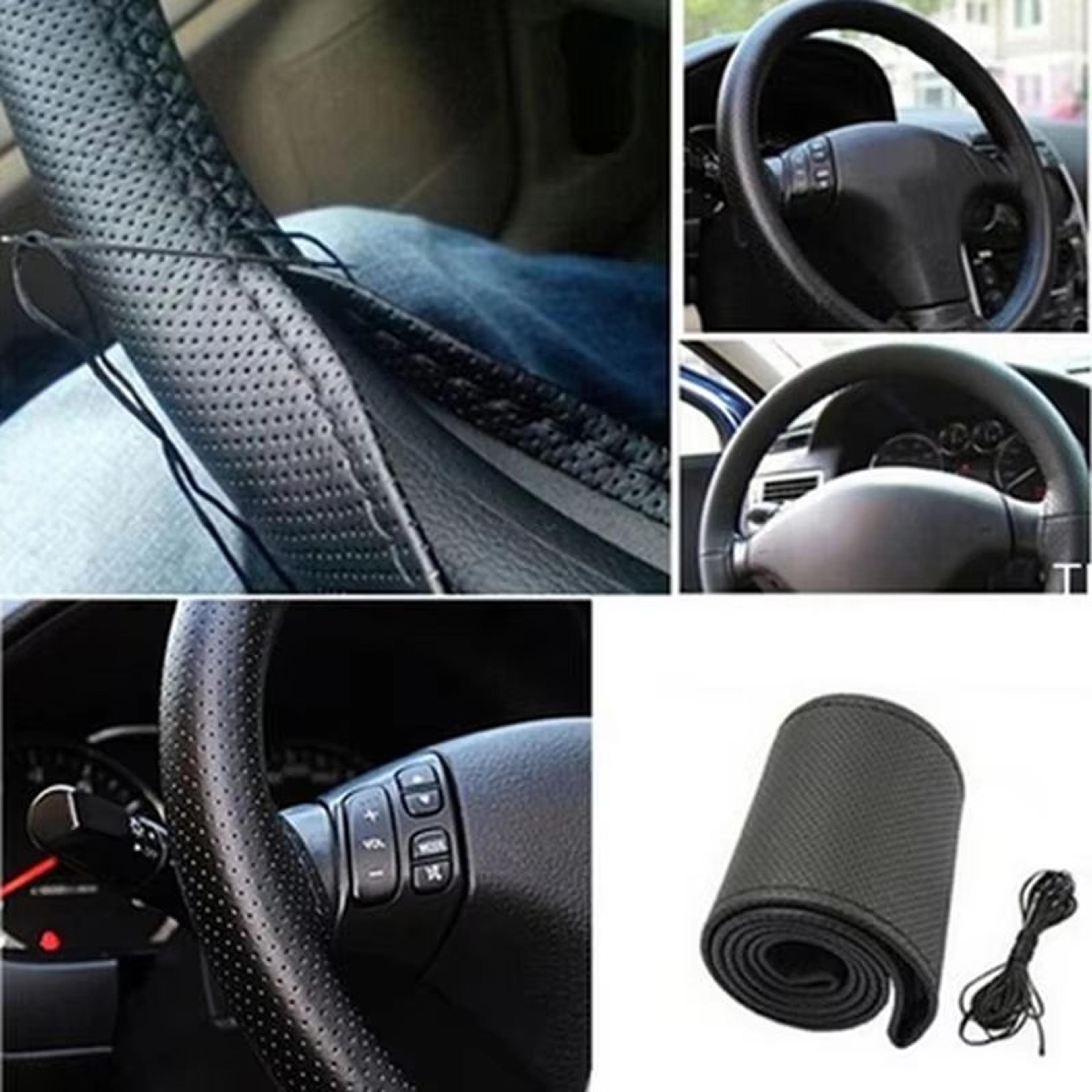 Car Steering Wheel Cover DIY Stitching Kit With Artificial Leather Thread And Needles 3Color Suite 4
