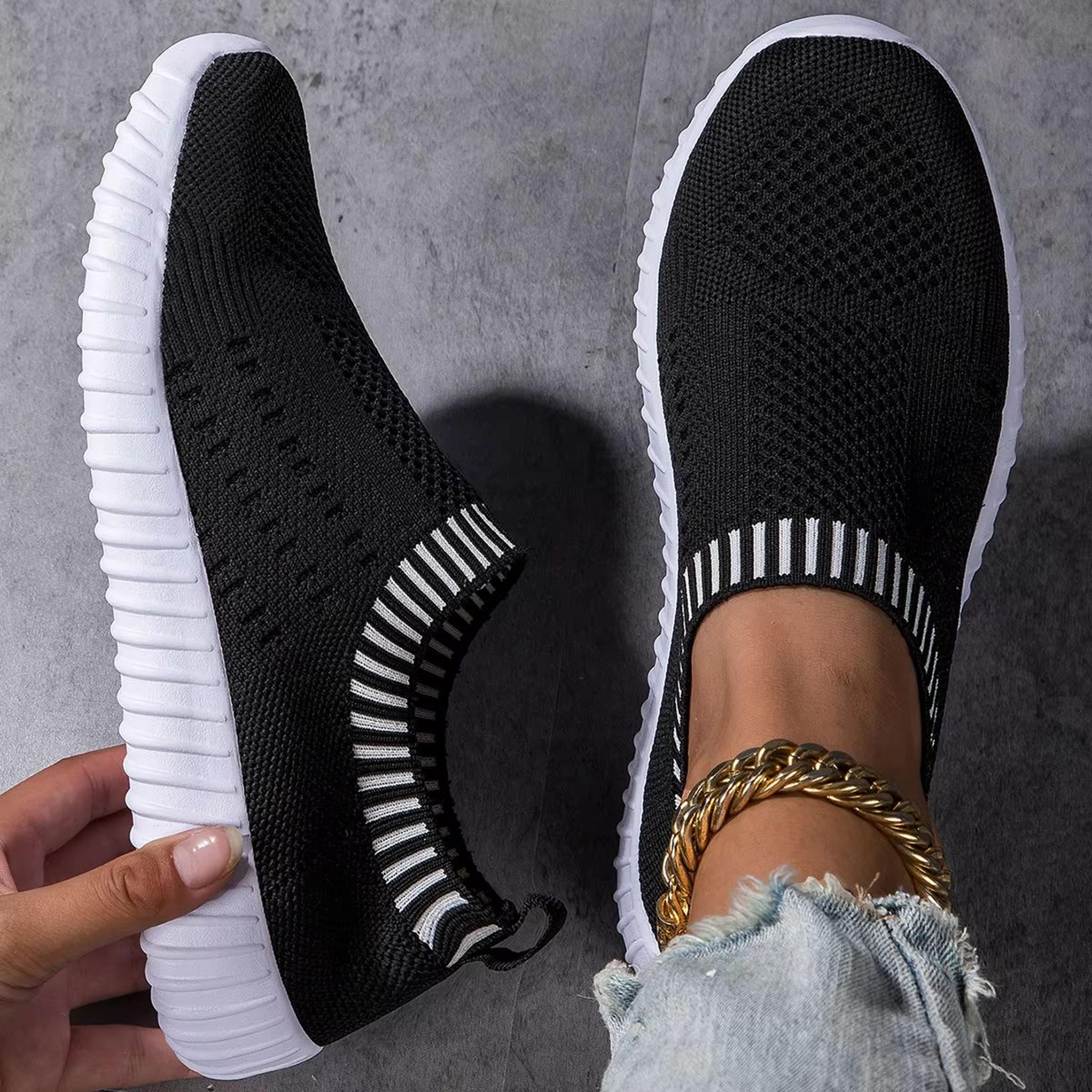 Womens Breathable Knit Sneakers Lightweight Mesh Casual Lace Up Shoes 7
