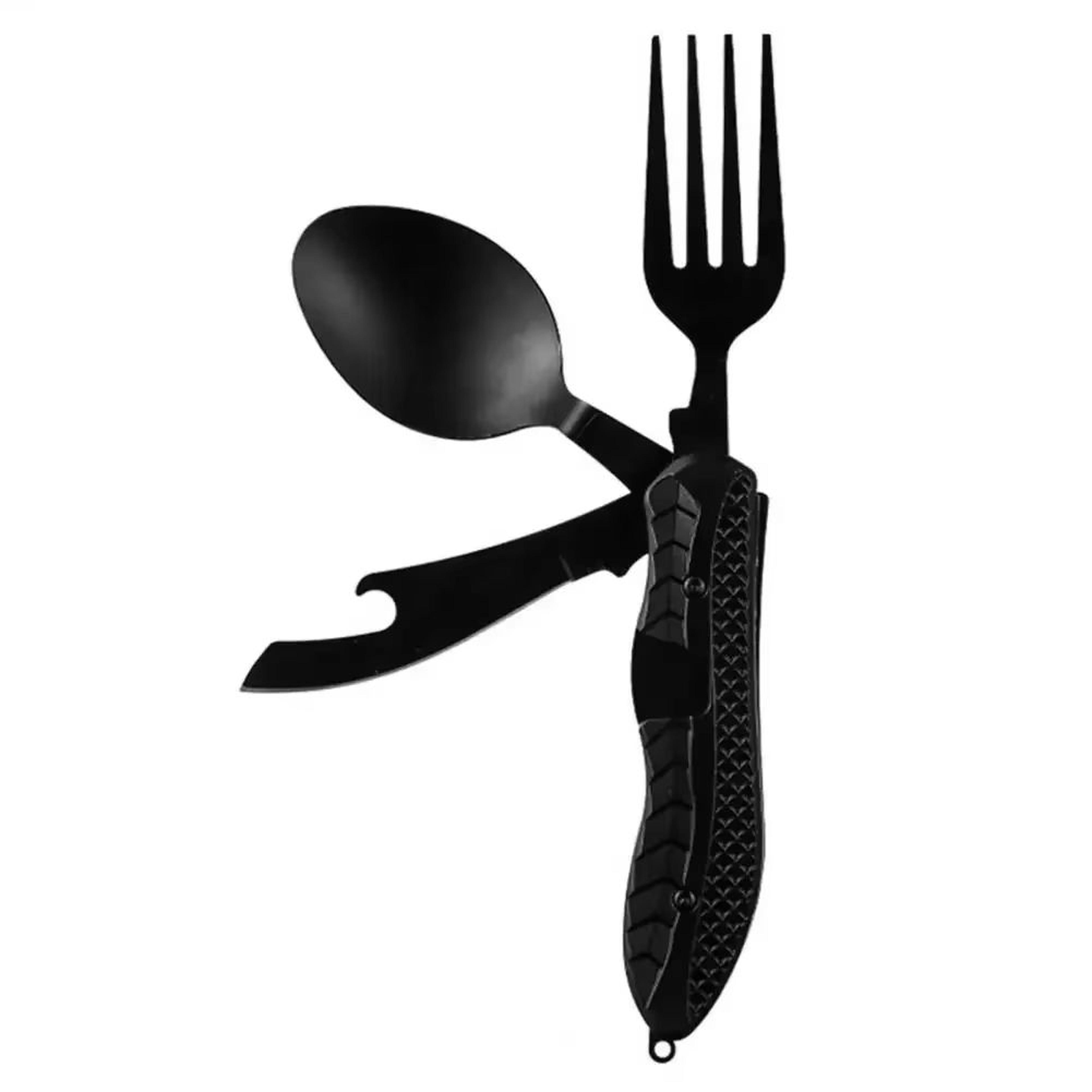 ThreeinOne Camping MultiTool Folding Knife Spoon Fork With Bottle Opener 6