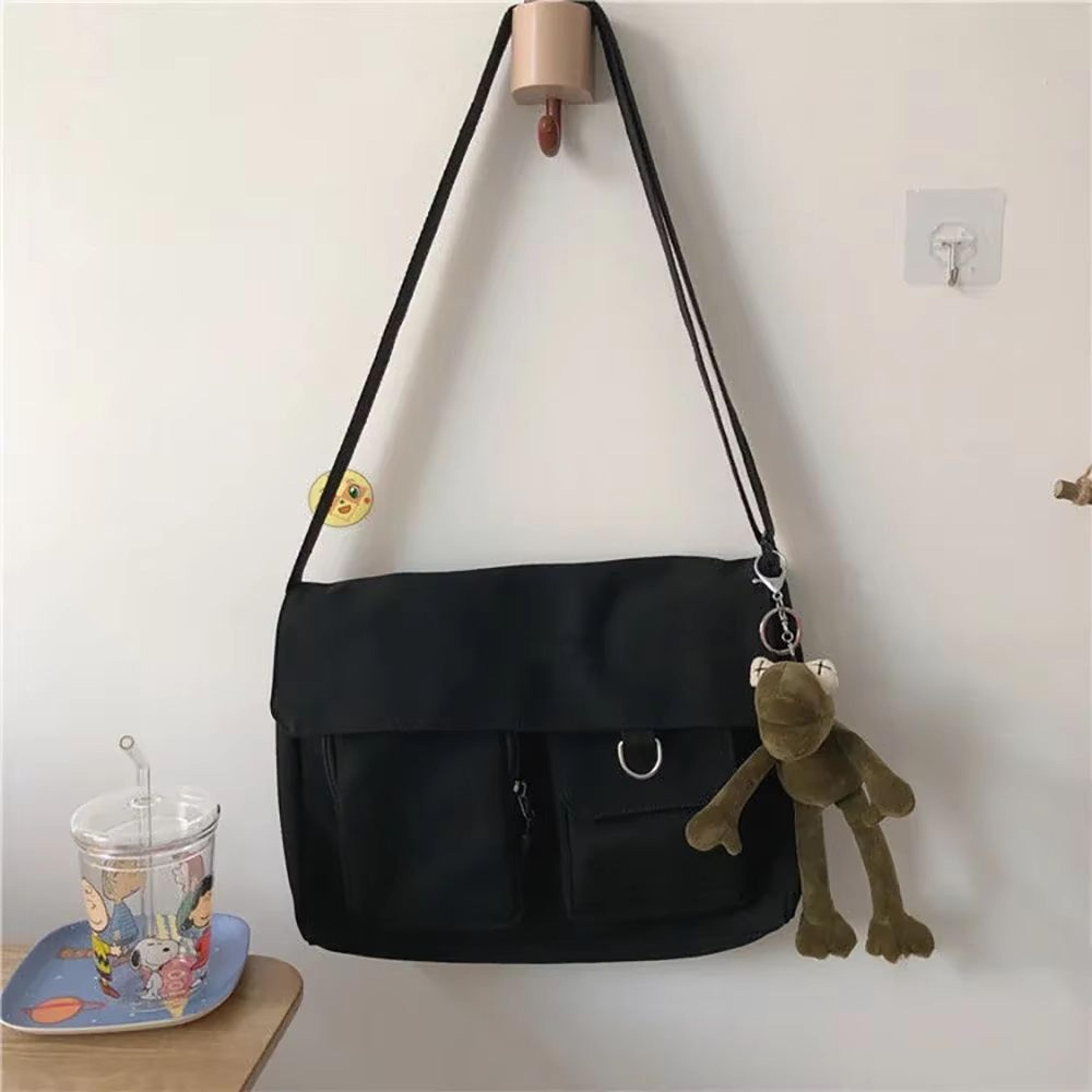 Large Capacity Canvas Crossbody Bag For Women Solid Color Shoulder Bag 10