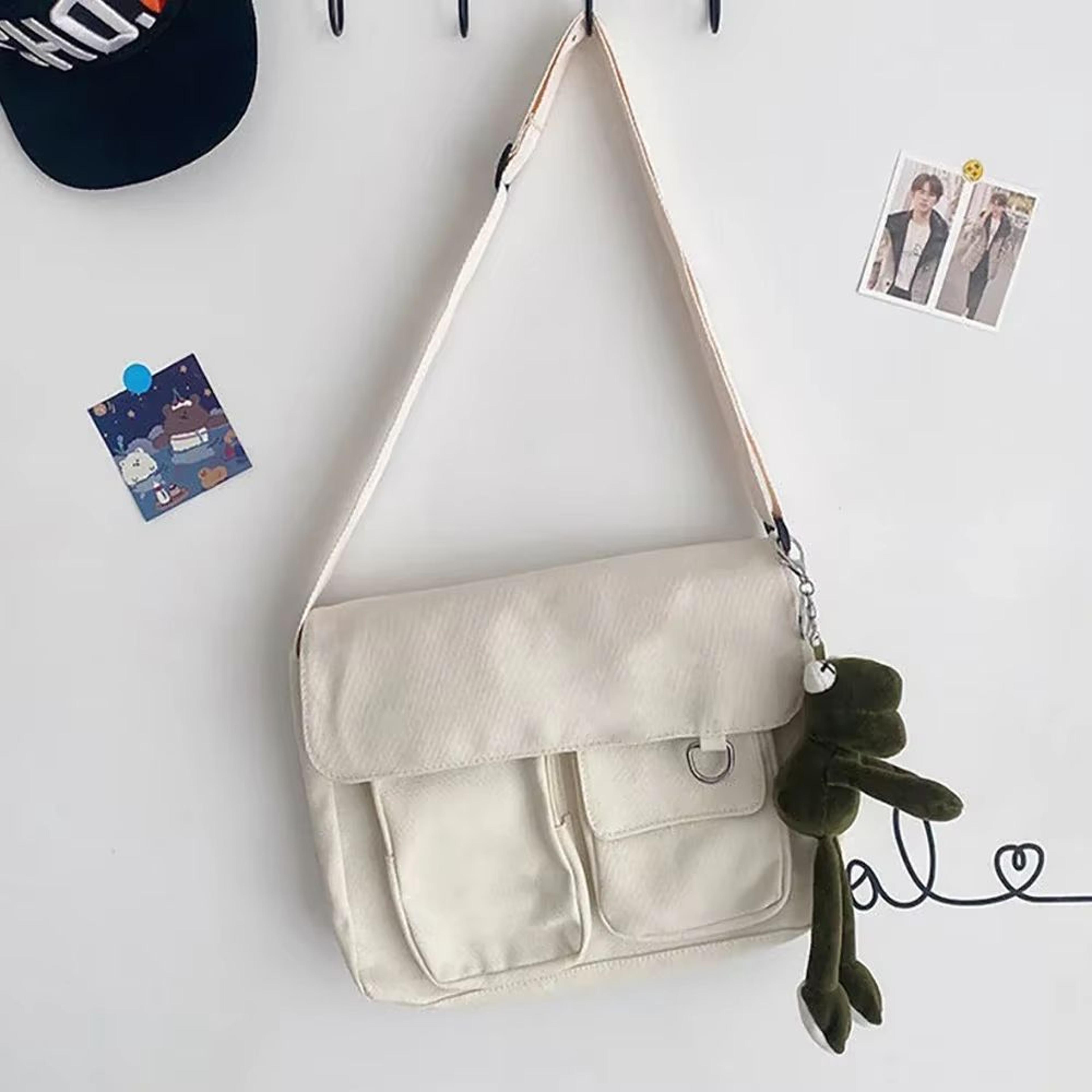 Large Capacity Canvas Crossbody Bag For Women Solid Color Shoulder Bag 11