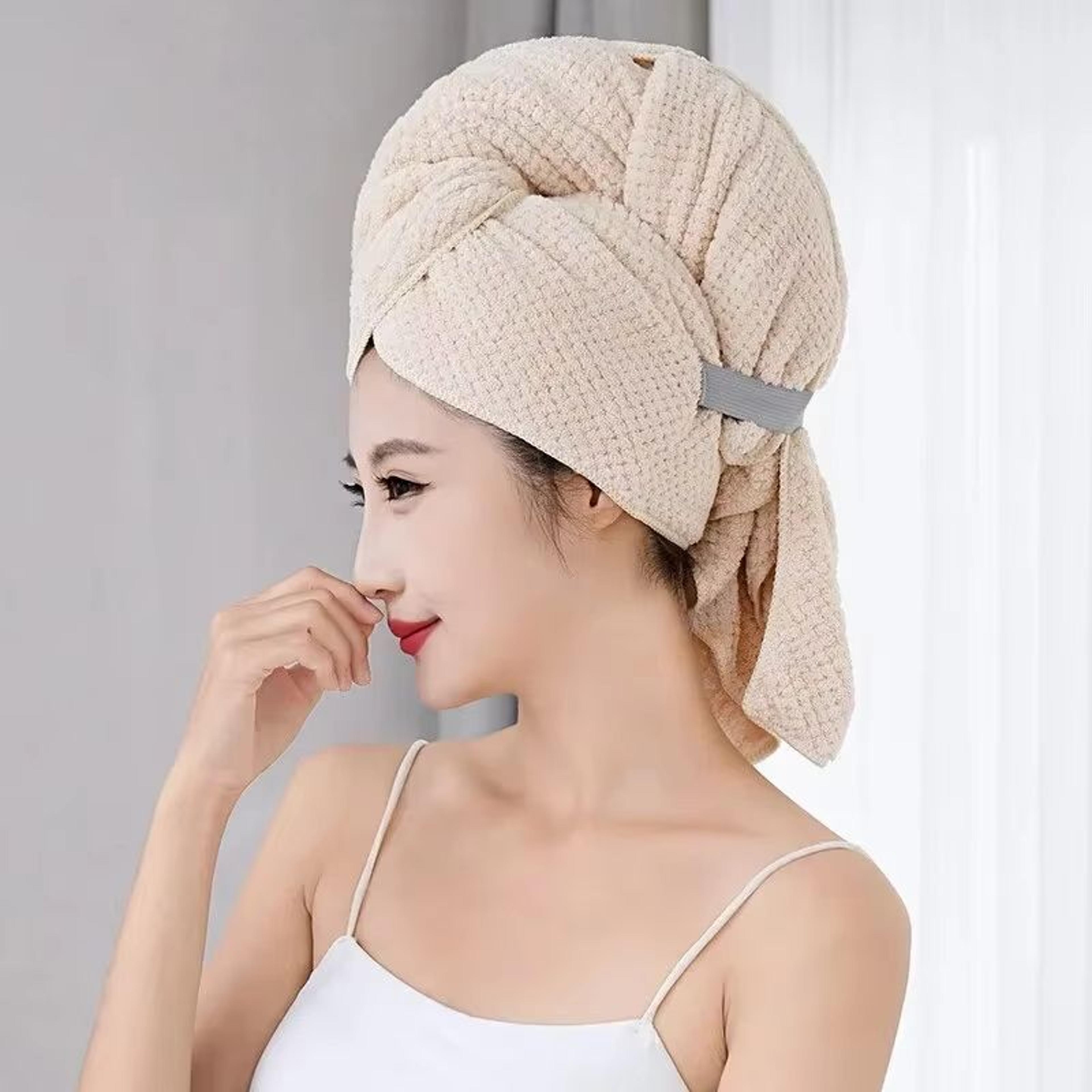 premium extra-large microfiber hair drying towel wrap for women with secure headband