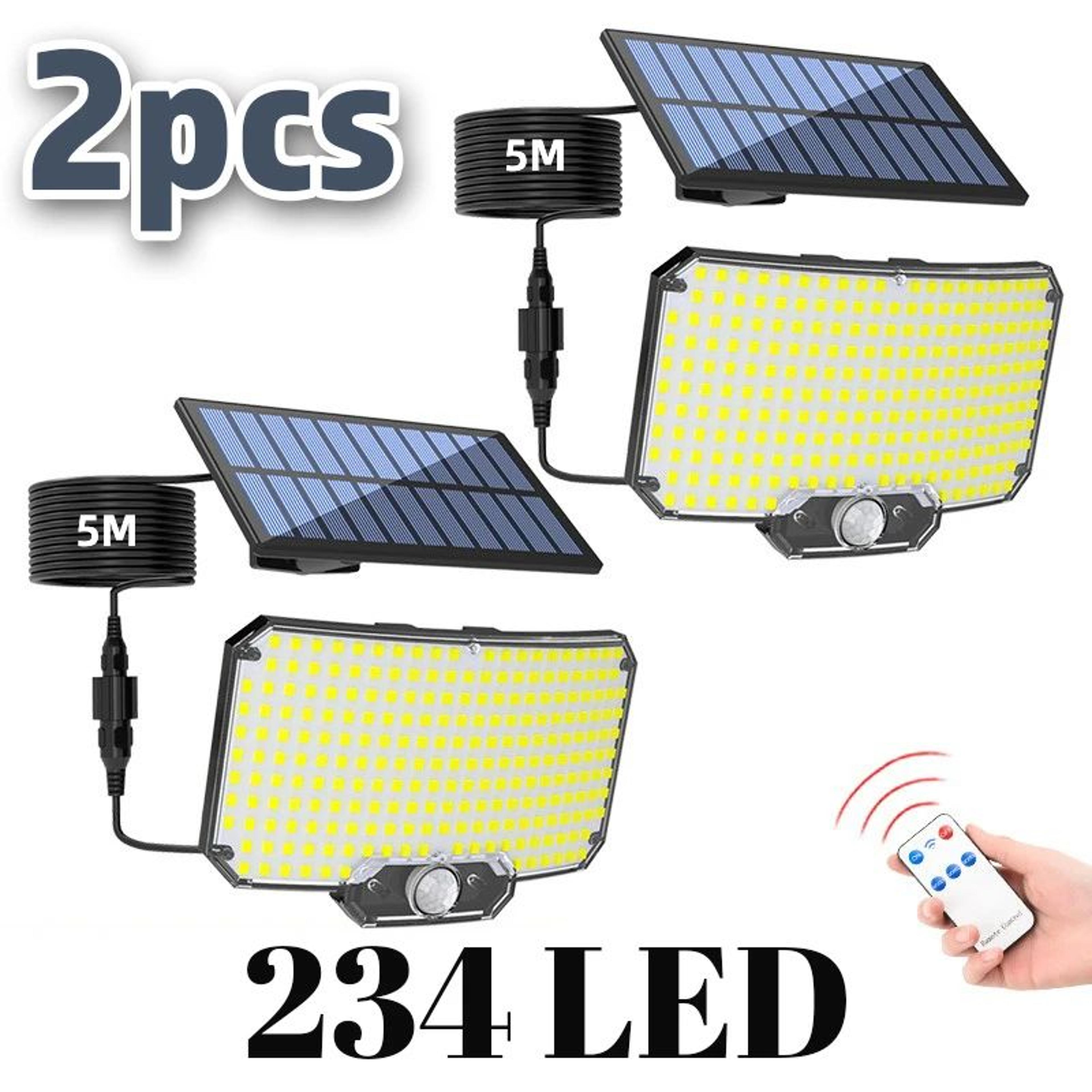 234led solar motion sensor outdoor flood light with remote waterproof wall lamp