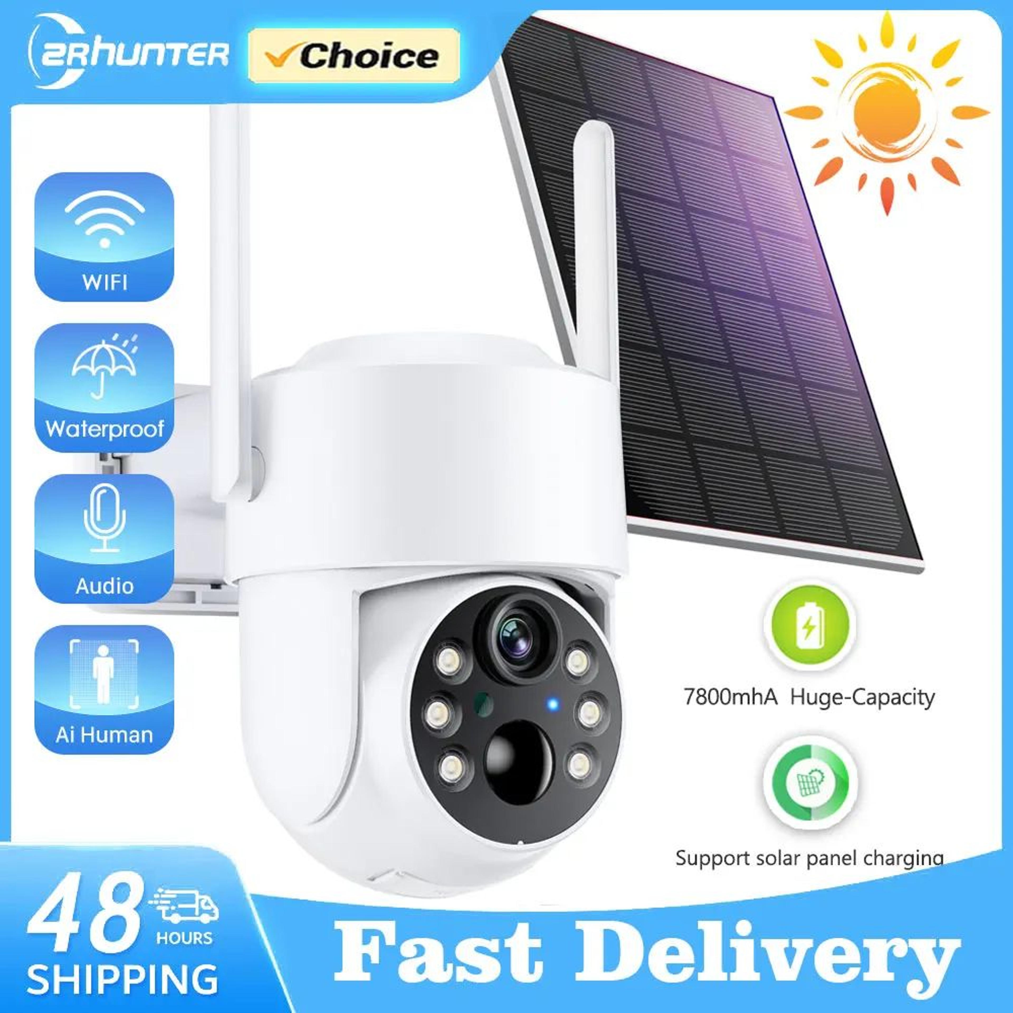 solar wifi 4mp outdoor ptz ip security camera with long-standby battery and icsee app