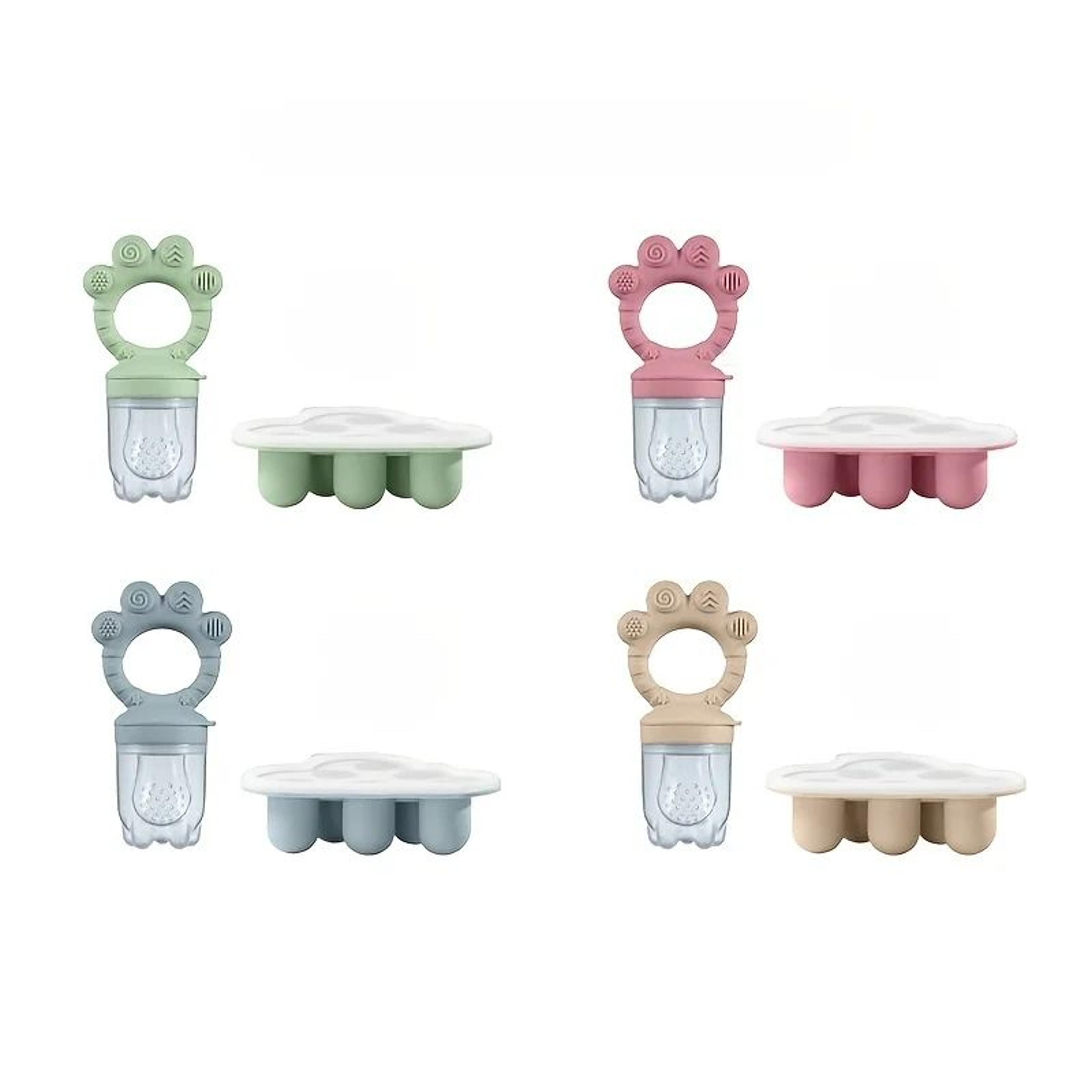 2-pack silicone baby fruit feeder with freezer mold and teething feeding set