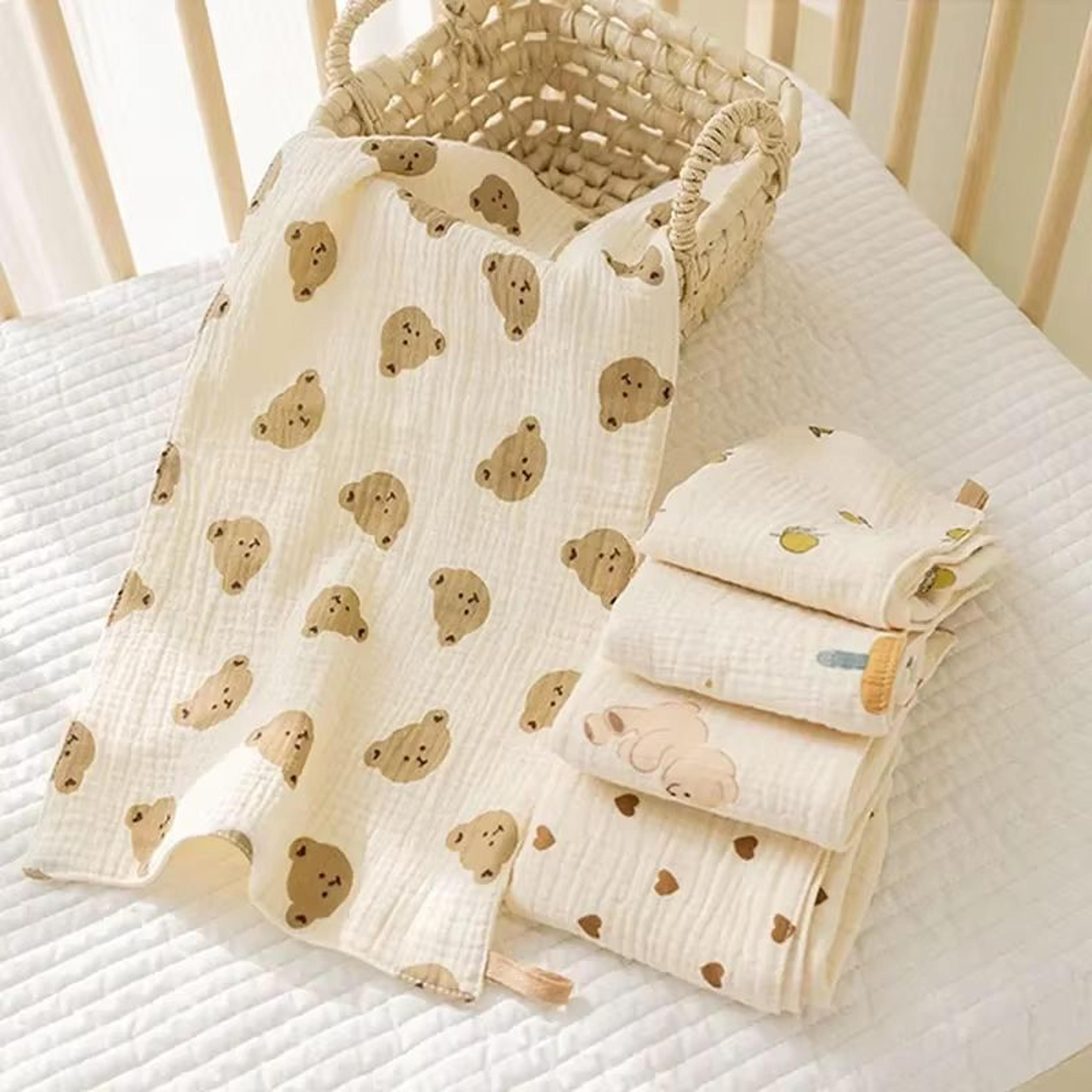 PureSoft 4Layer Cotton Muslin Baby Face Towels And Long Burp Cloths 1