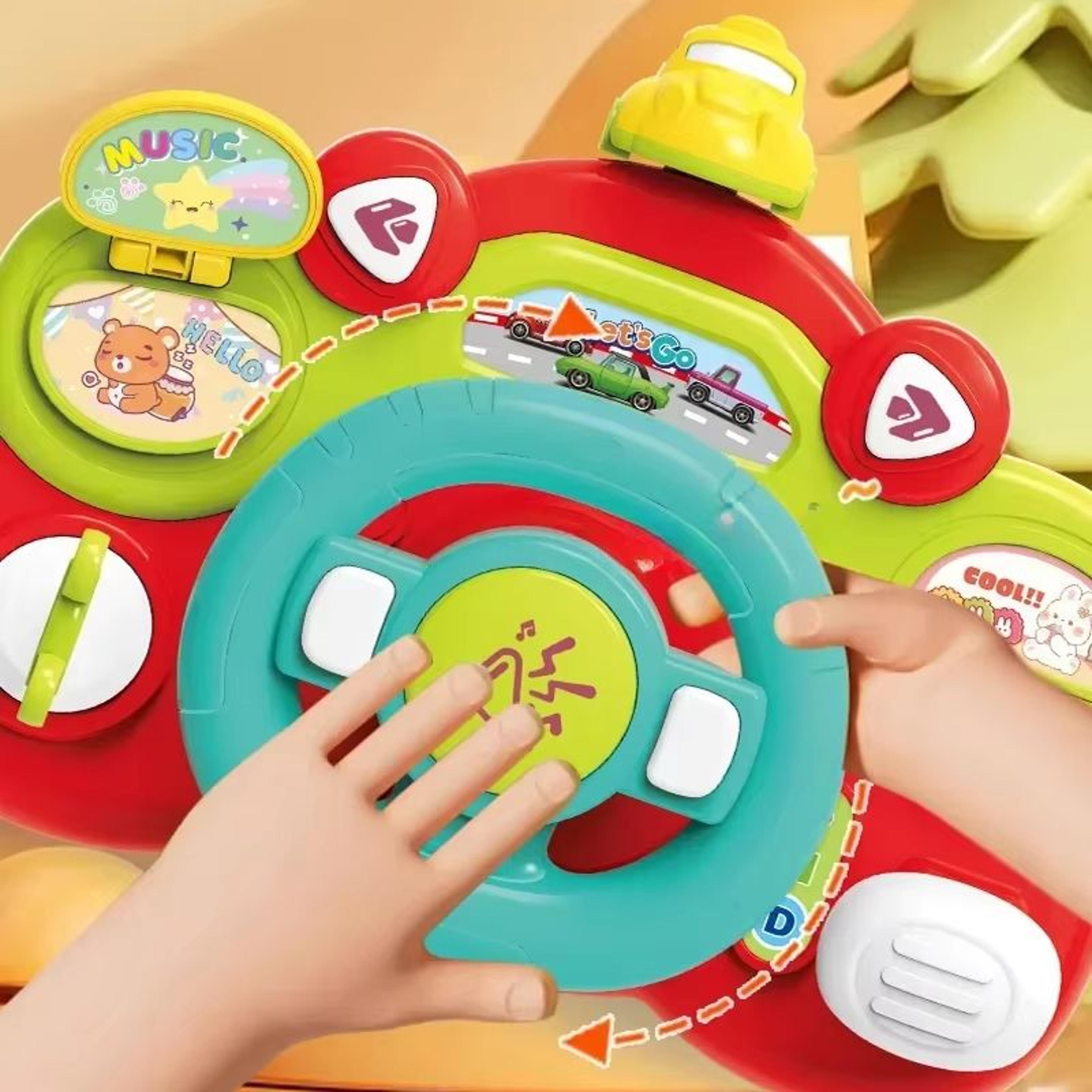 drivefun electric simulation steering wheel toy for kids - light, sound & music interactive play