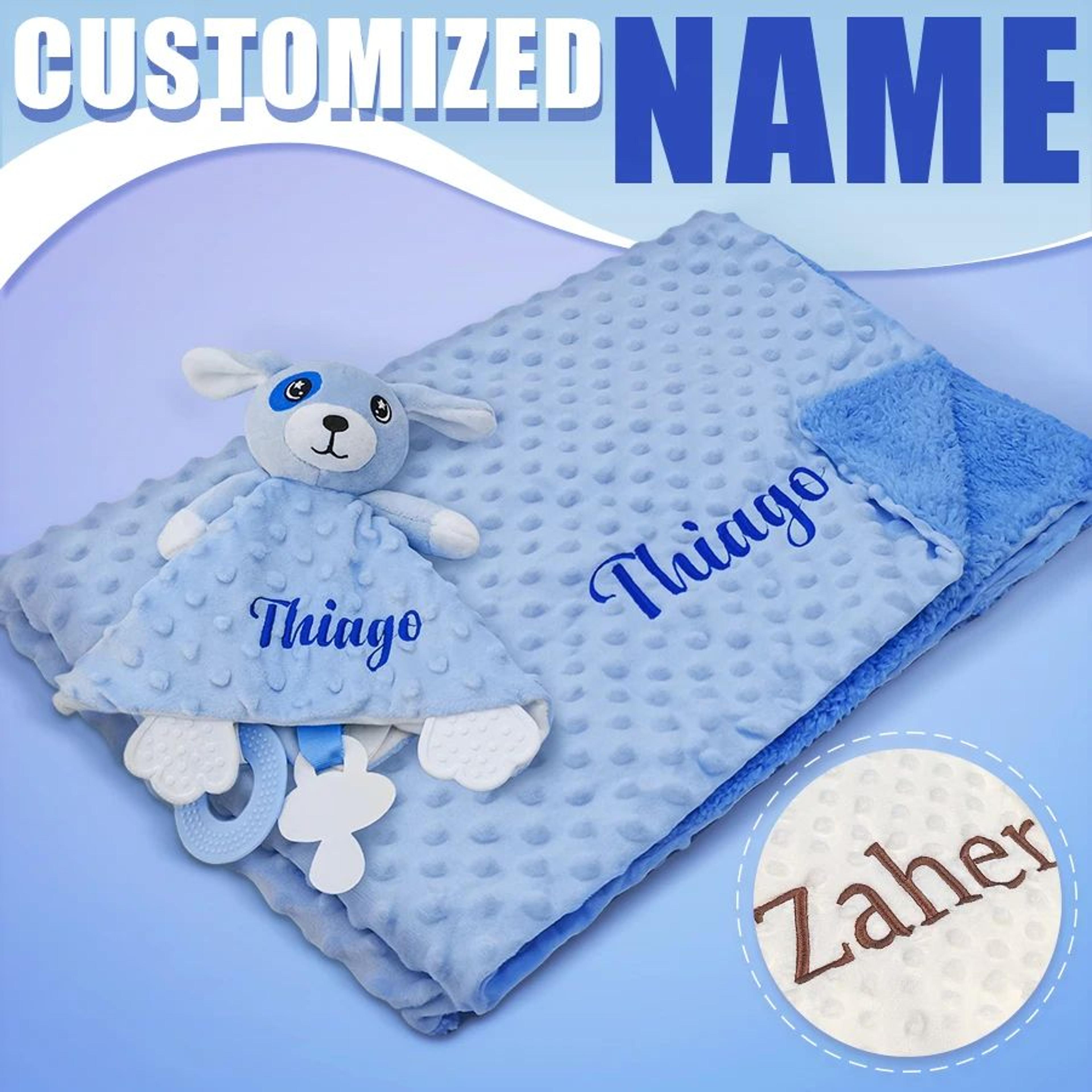 personalized newborn baby blanket custom name stroller sleeping animal security towel gift set
