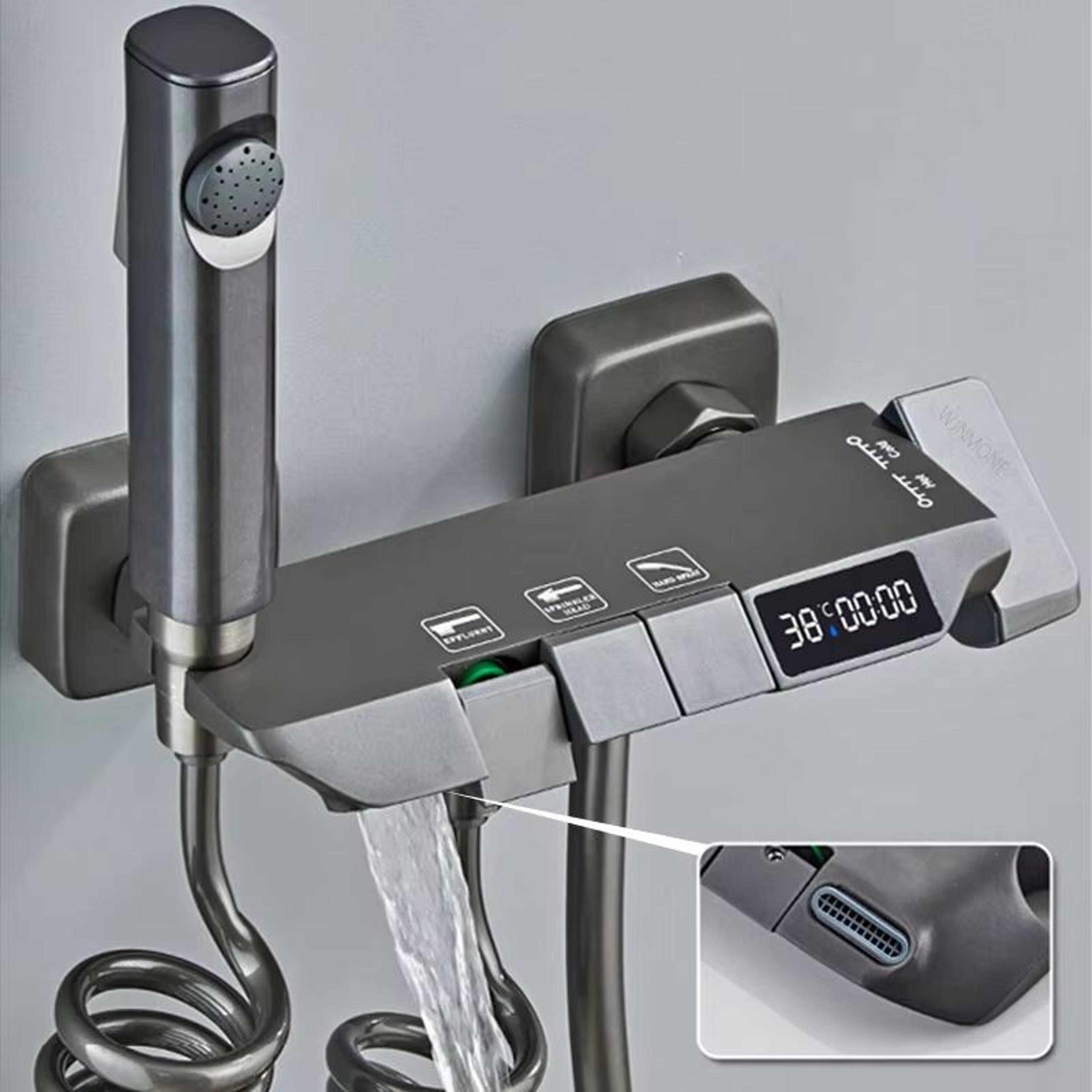 Grey Wall Mounted Digital Display Shower System Full Set 1