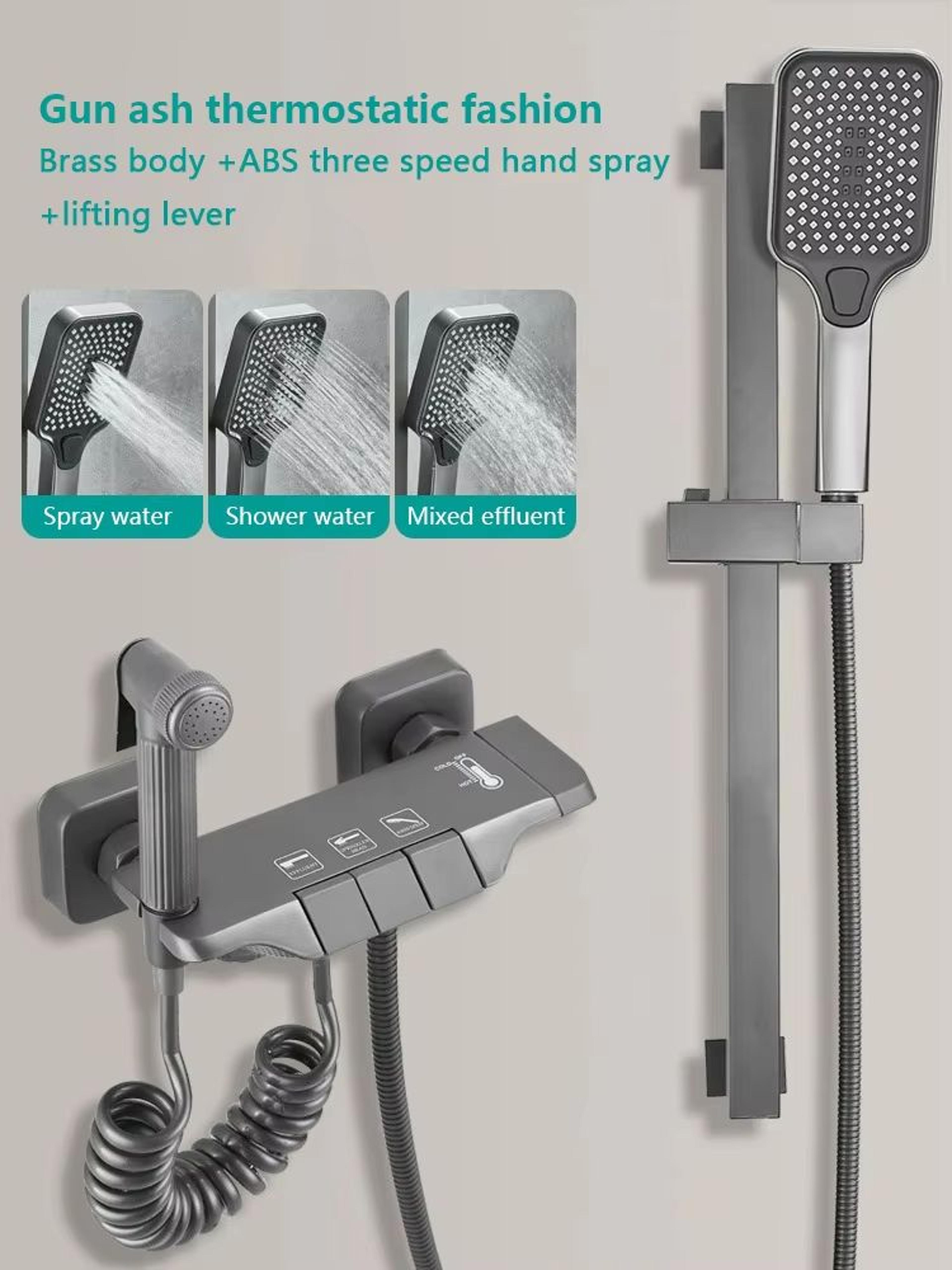 Grey Wall Mounted Digital Display Shower System Full Set 9