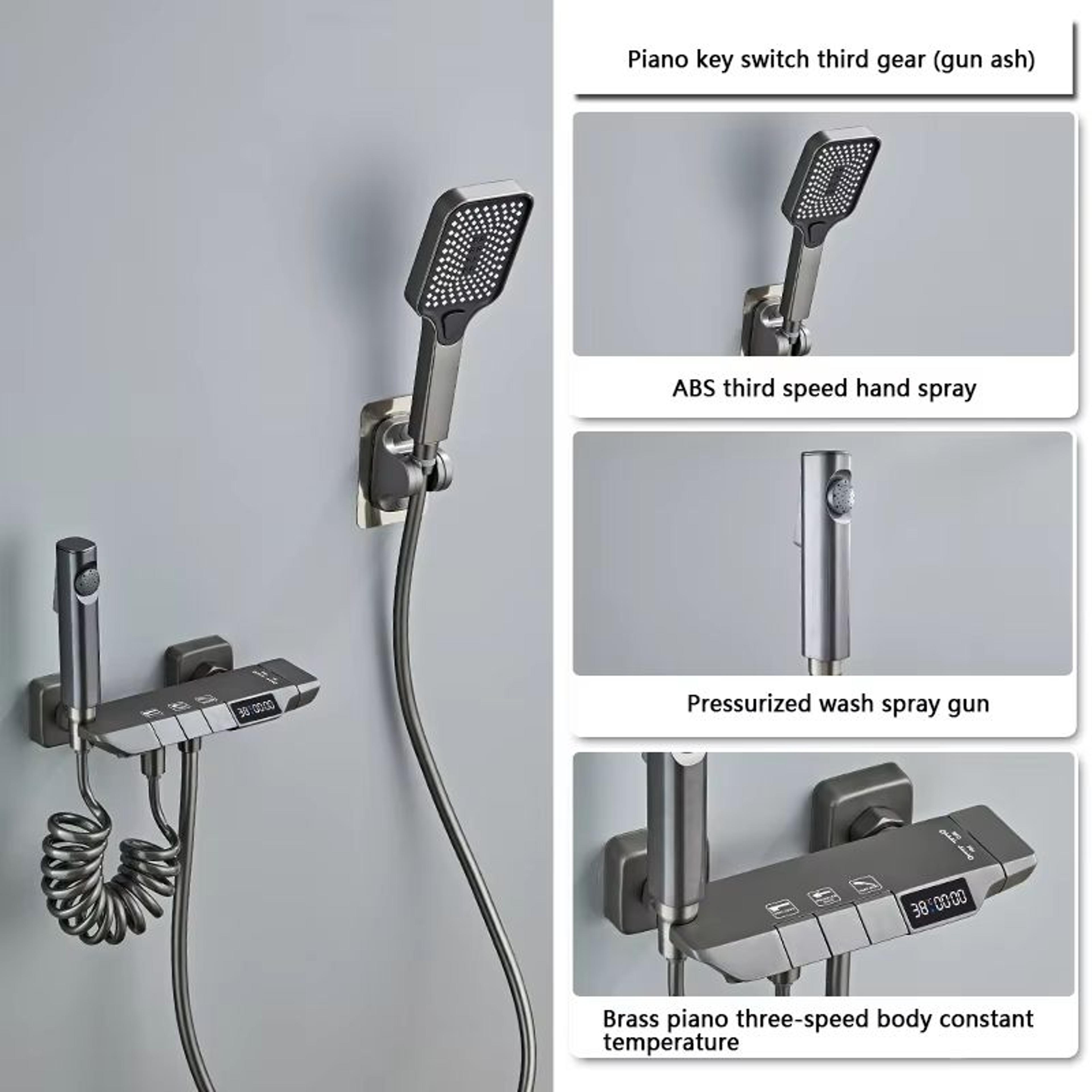 Grey Wall Mounted Digital Display Shower System Full Set 10