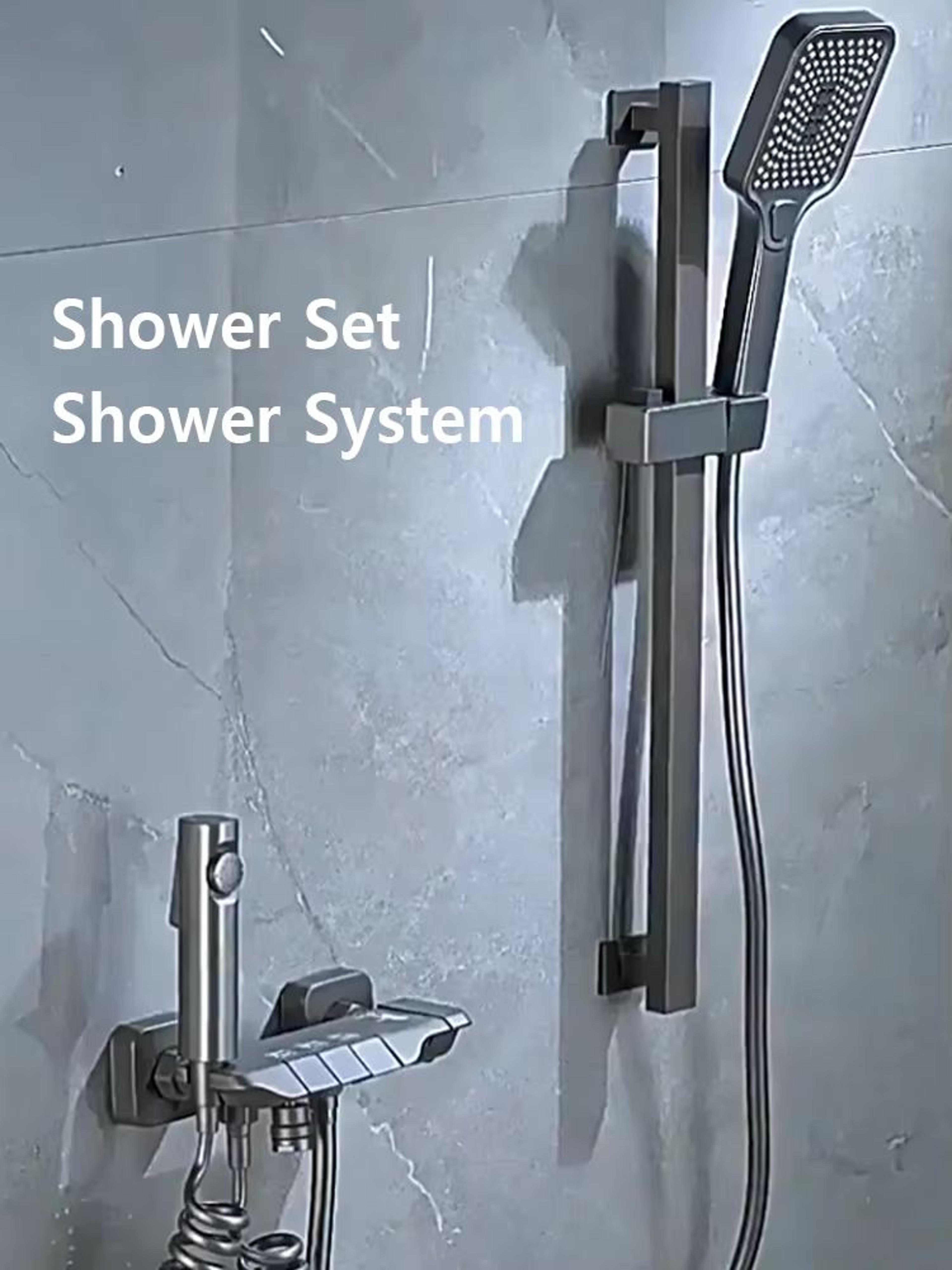Grey Wall Mounted Digital Display Shower System Full Set 4