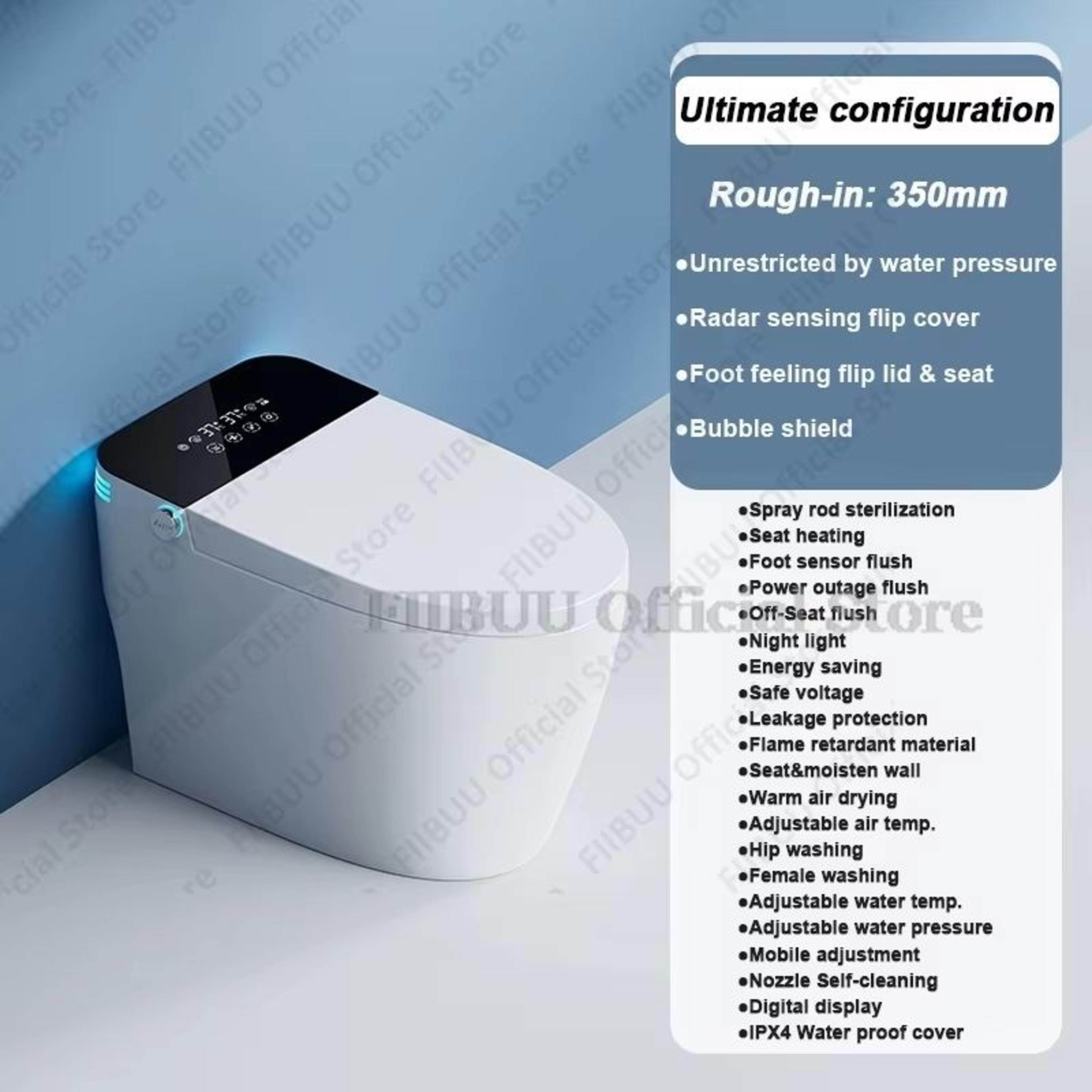 Smart Elongated Toilet With BuiltIn Bidet And Heated Seat 9