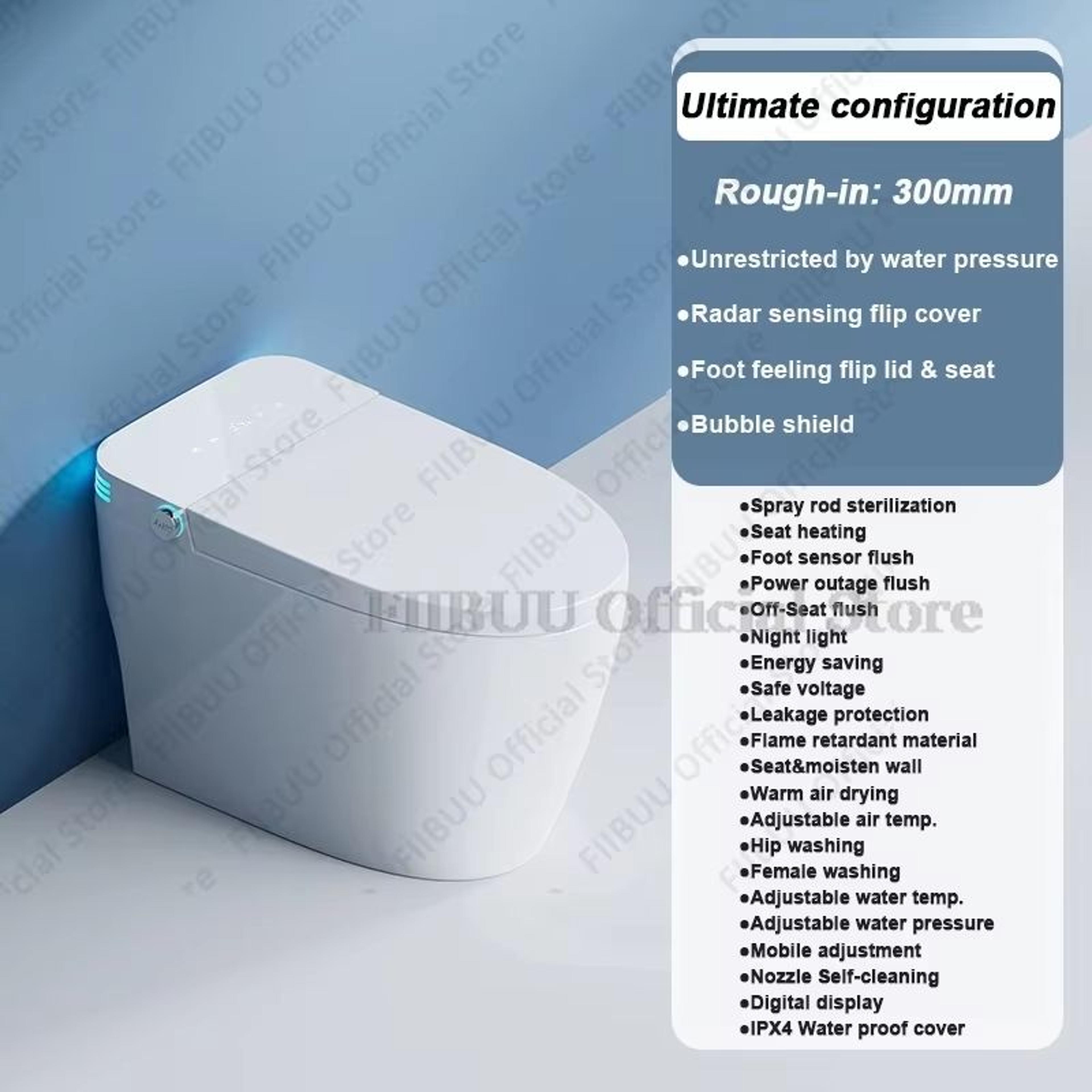 Smart Elongated Toilet With BuiltIn Bidet And Heated Seat 12