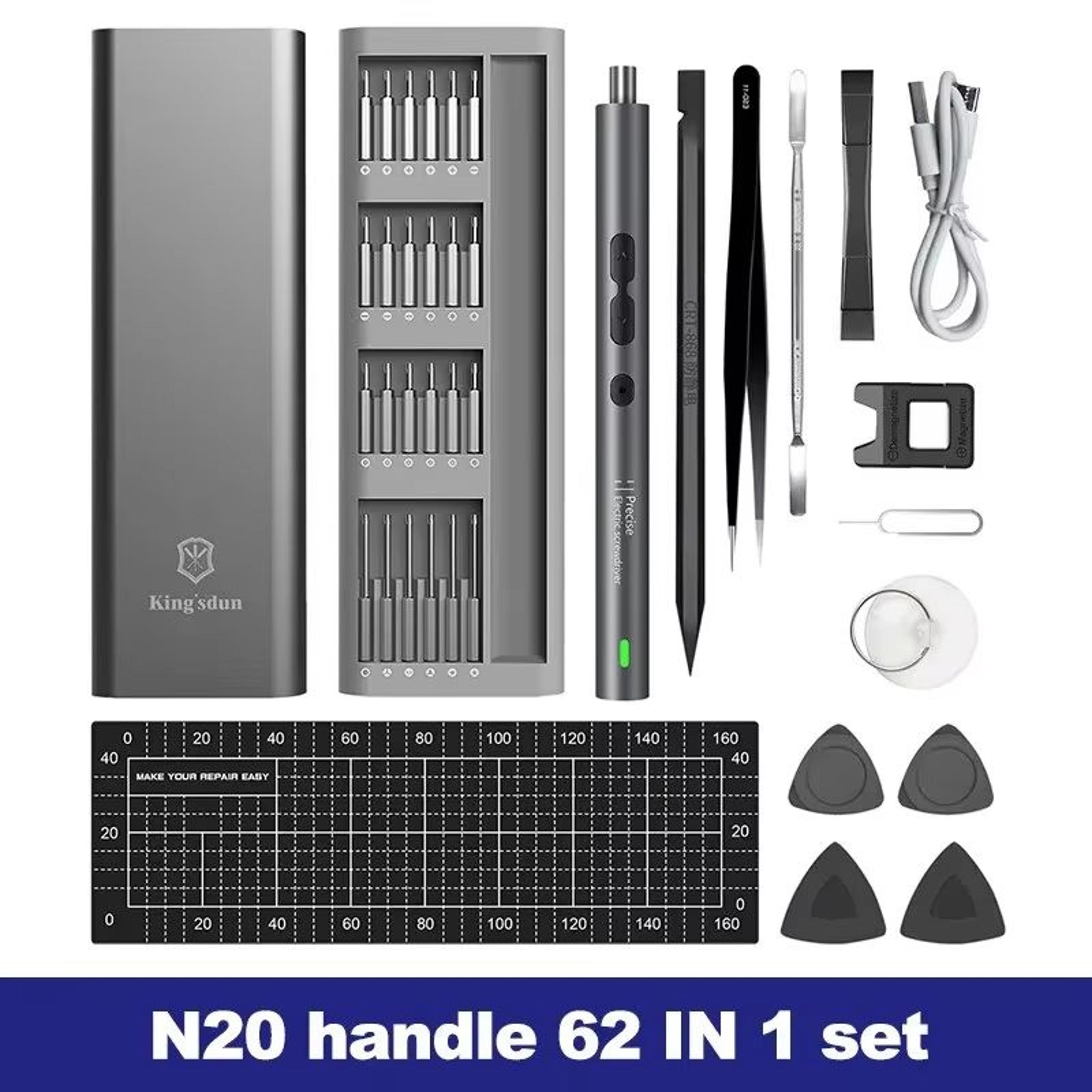 Rechargeable 62in1 Electric Precision Screwdriver Set With Magnetic Bits 8