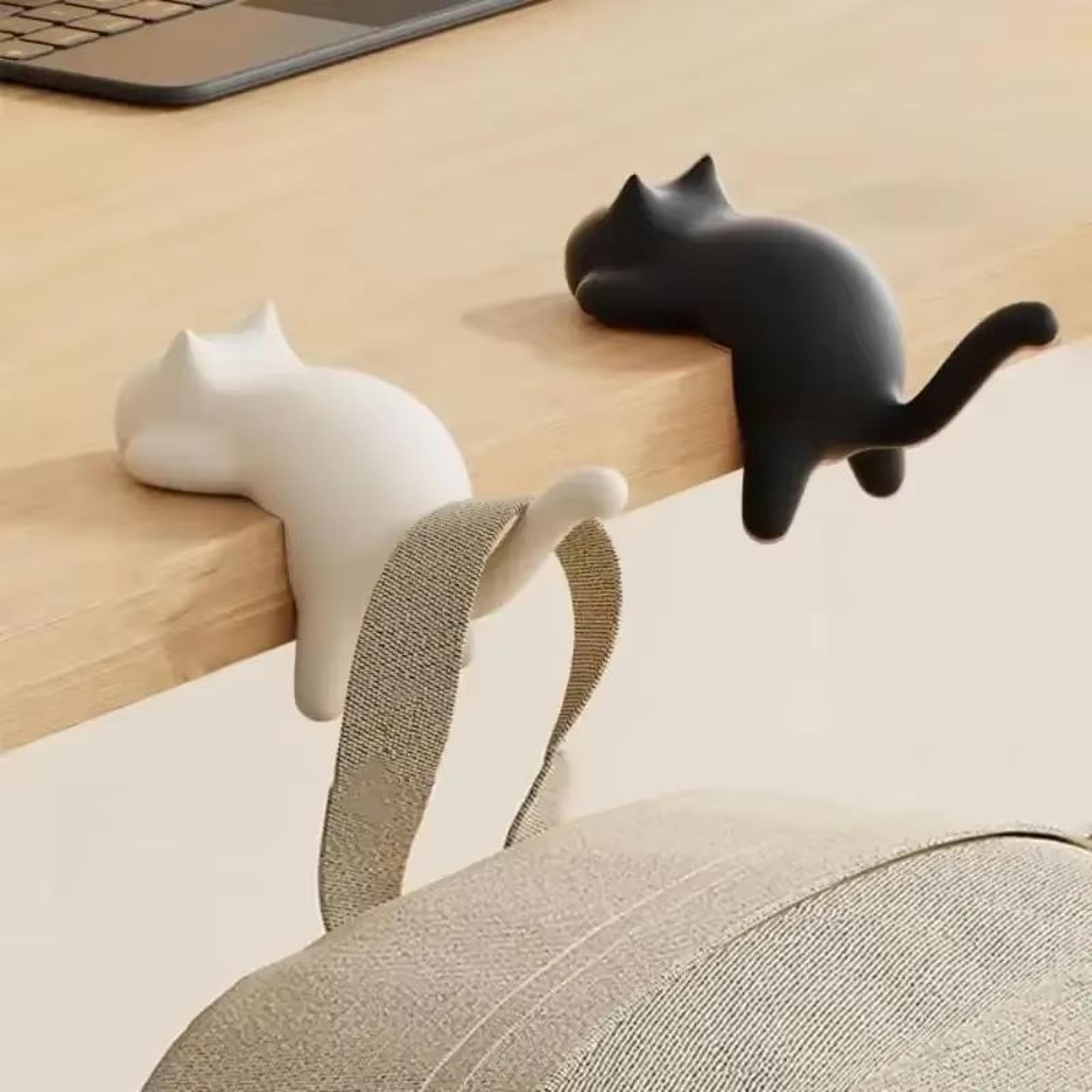 Cat Shaped Desk Side Backpack Hook No Punch Strong Load Bearing Foldable Hanger 1 Or 2pcs 4