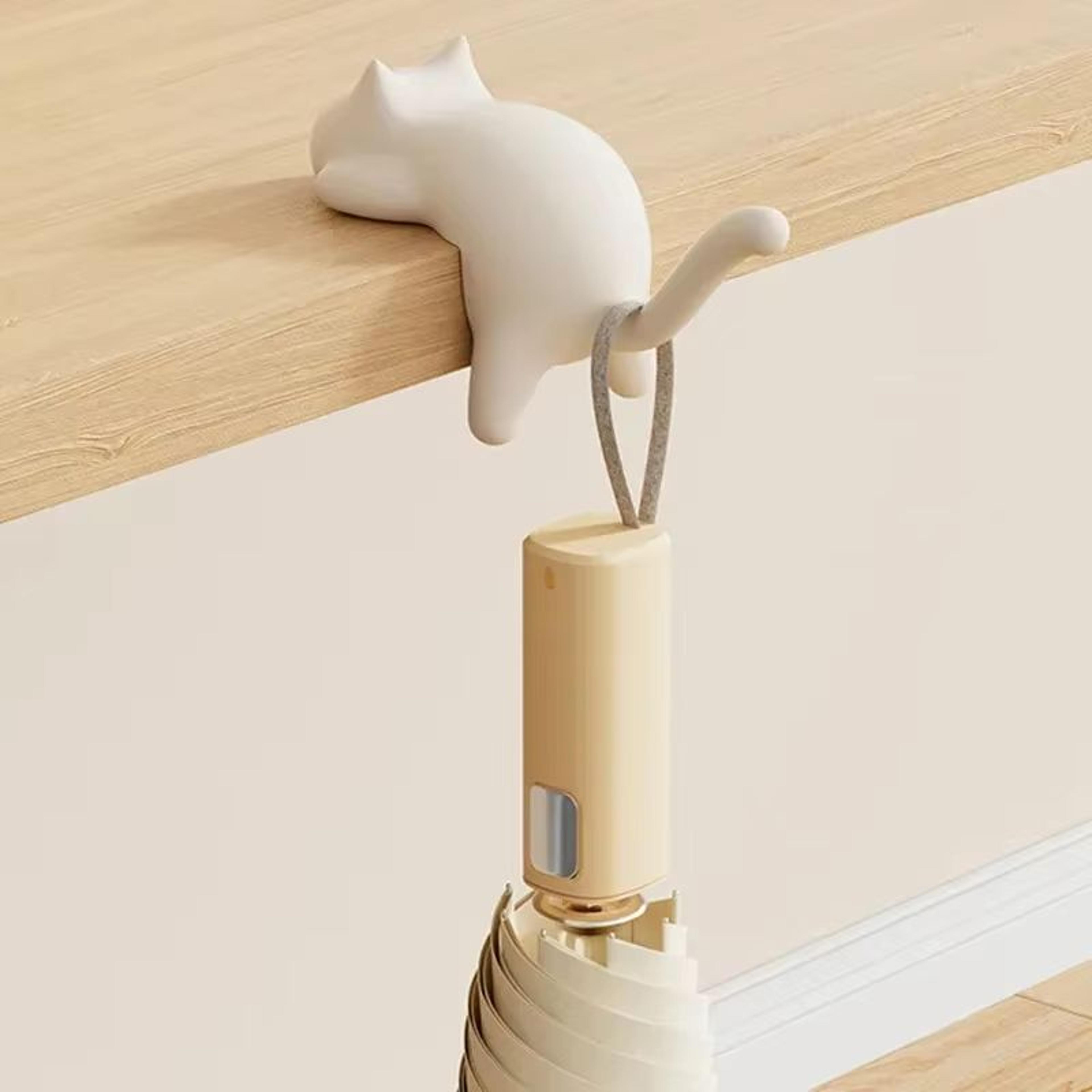Cat Shaped Desk Side Backpack Hook No Punch Strong Load Bearing Foldable Hanger 1 Or 2pcs 5