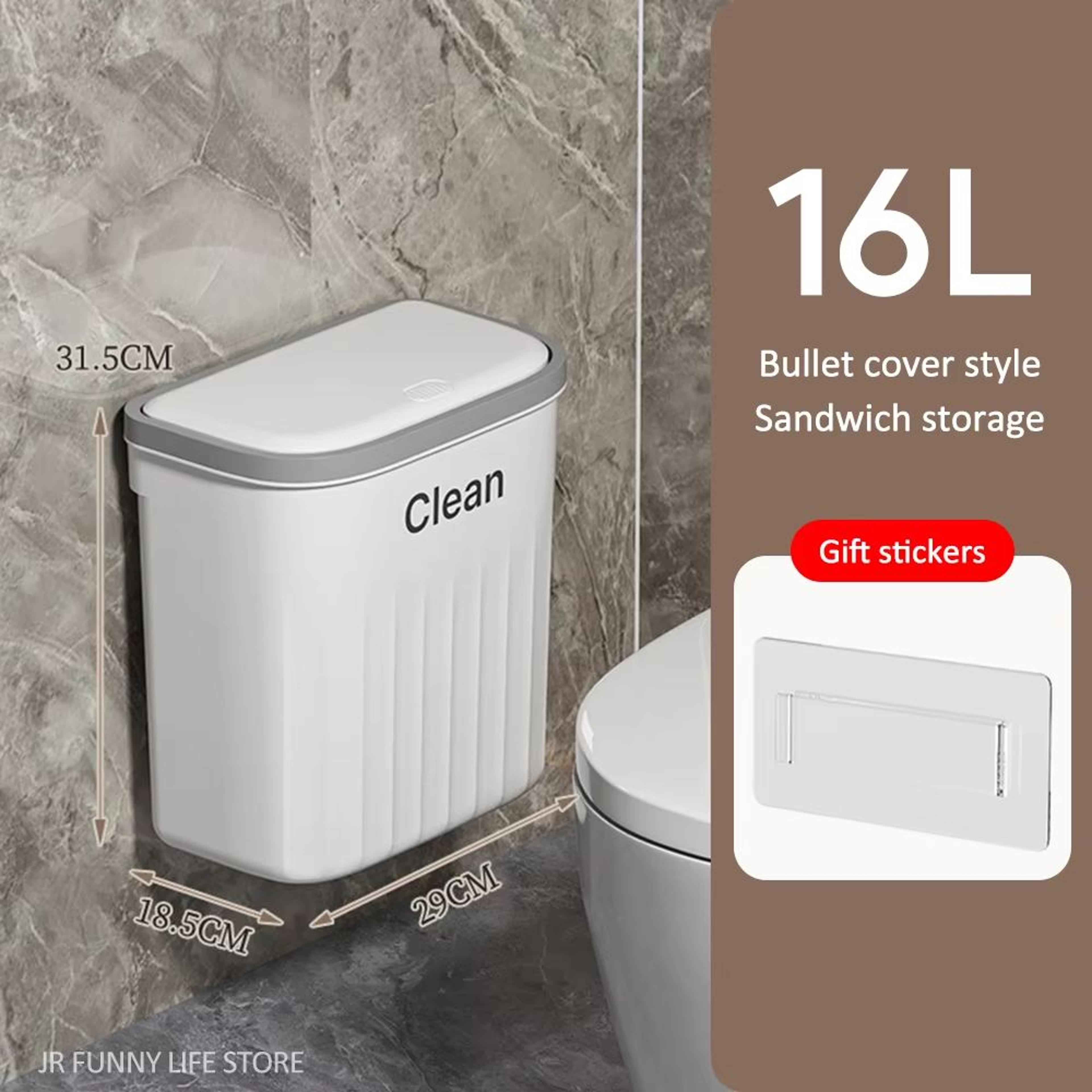 PressType Wall Mounted Trash Can 1216L With Lid For Bathroom And Kitchen 8