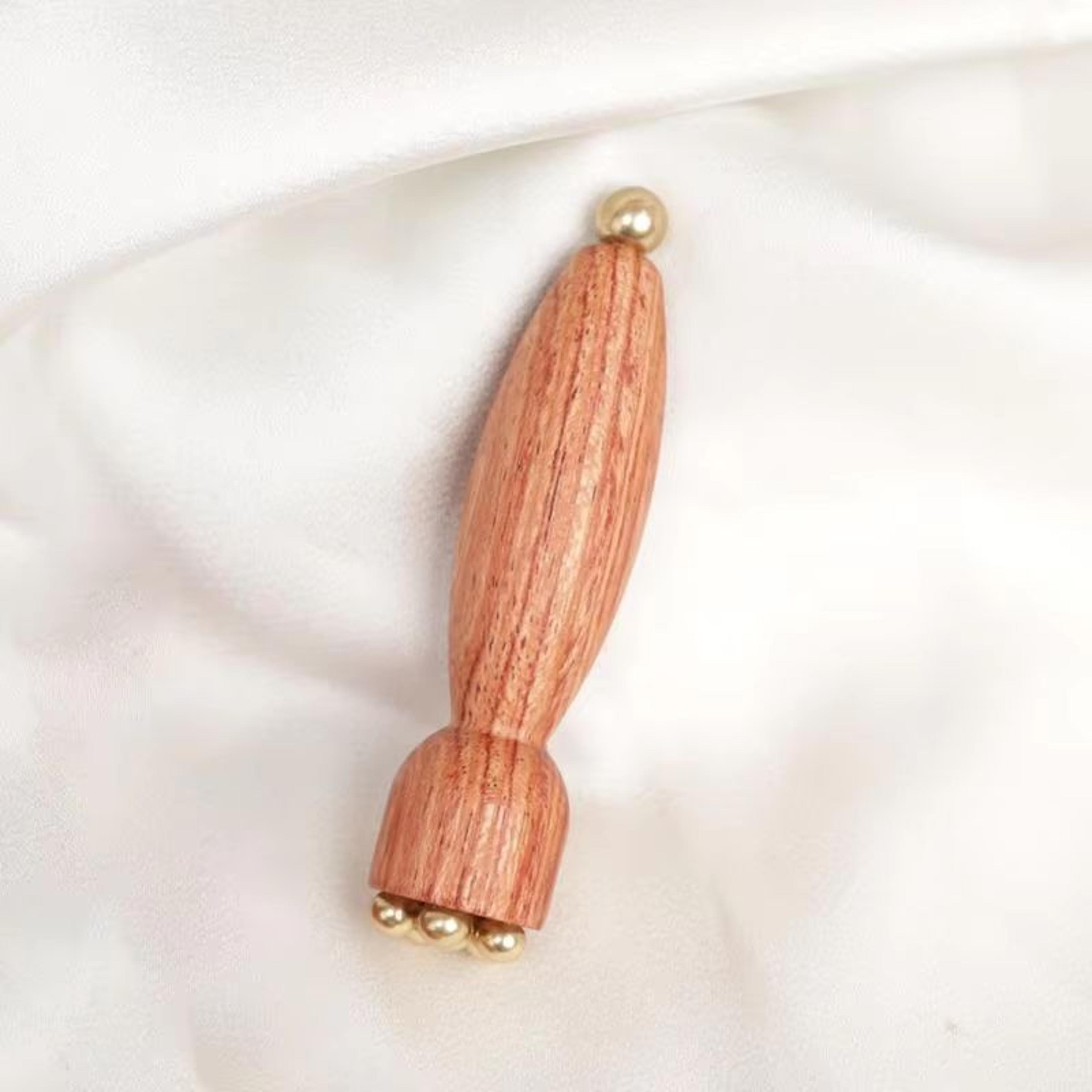 Lotus Seedpod Brass And Rosewood Facial Gua Sha Tool For Eye Relaxation And Meridian Massage 6