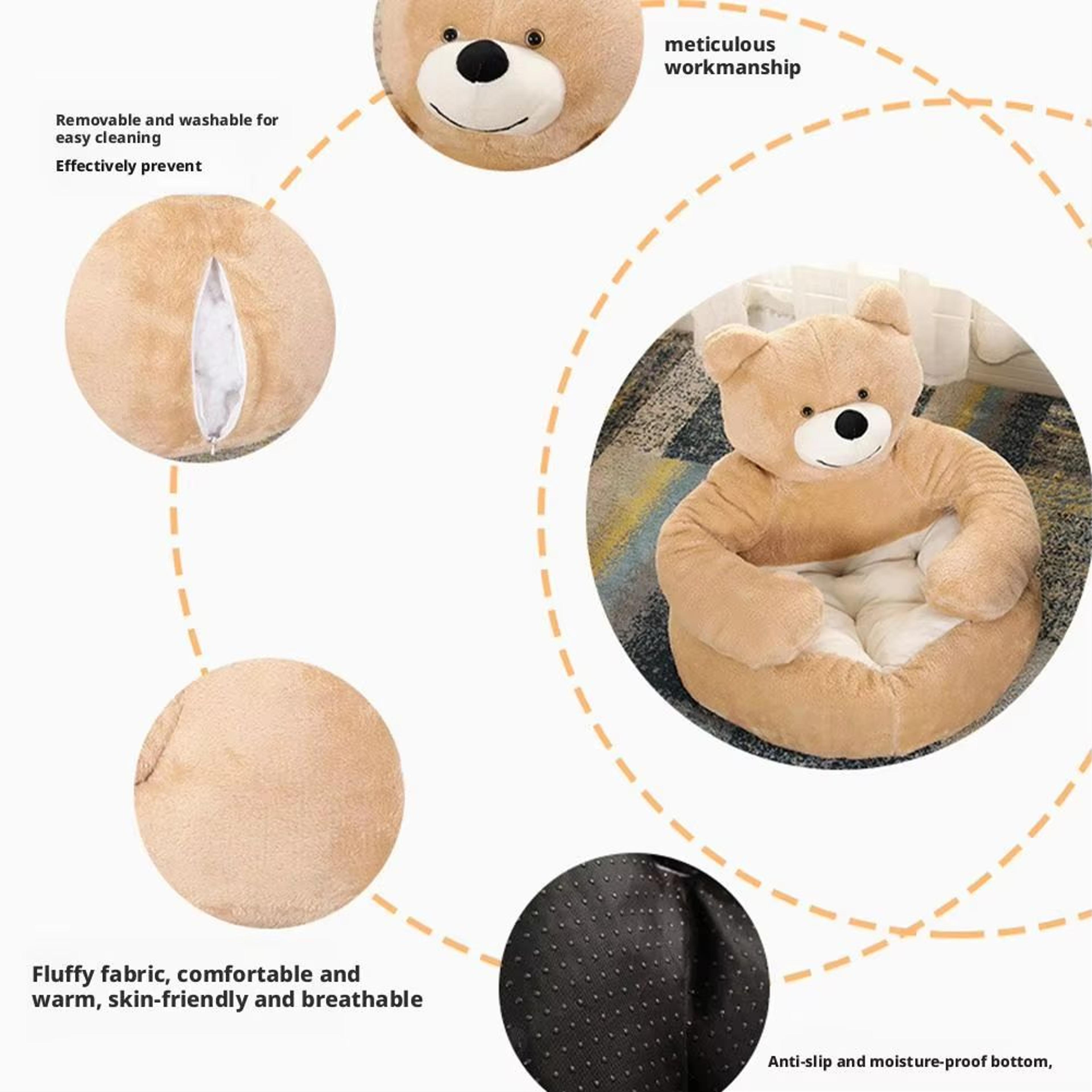 CozyBear Plush Pet Bed With Removable Washable Mat Four Seasons Dog  Cat Sleeping Pad 3