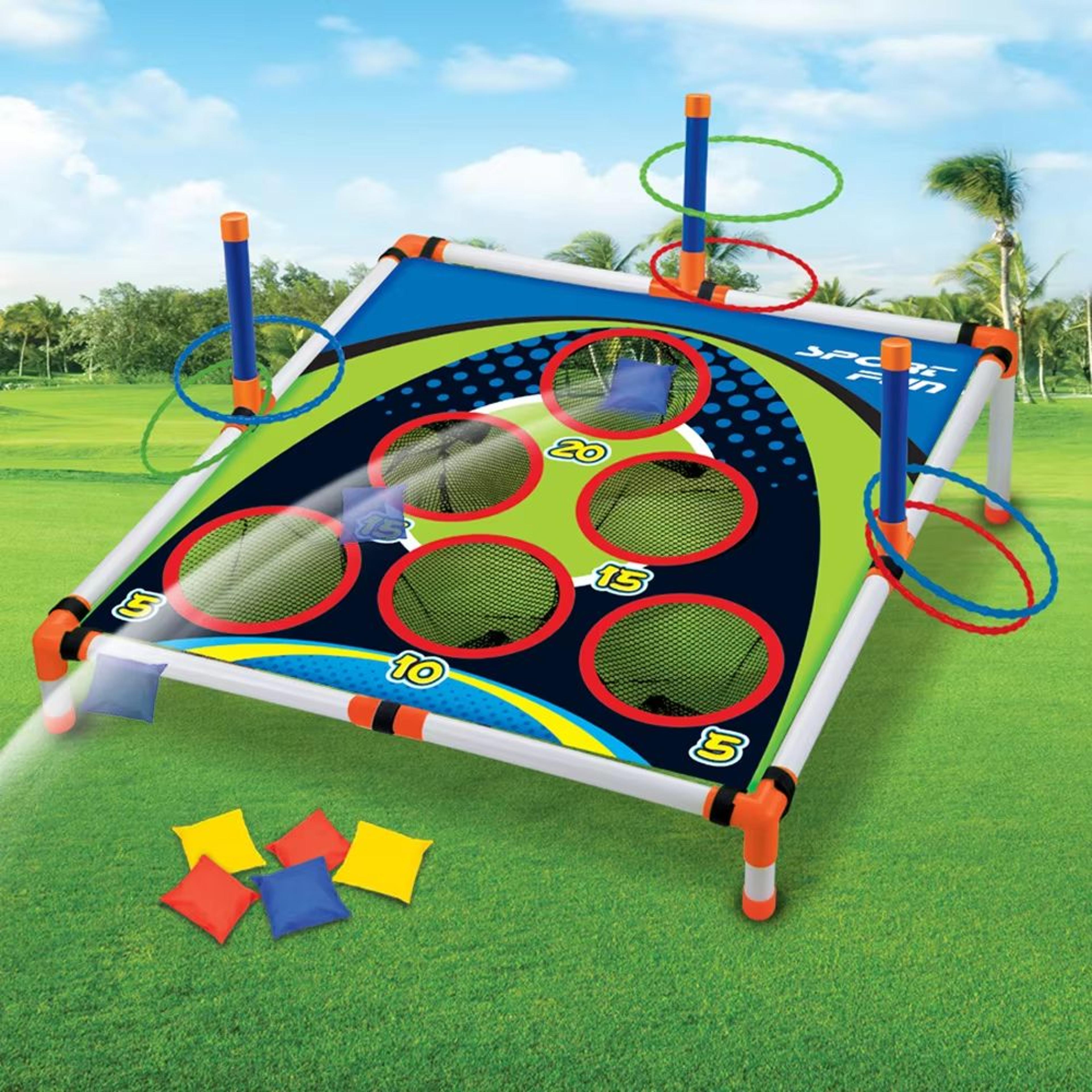 portable cornhole throwing circle ferrule board set for outdoor yard toss fun