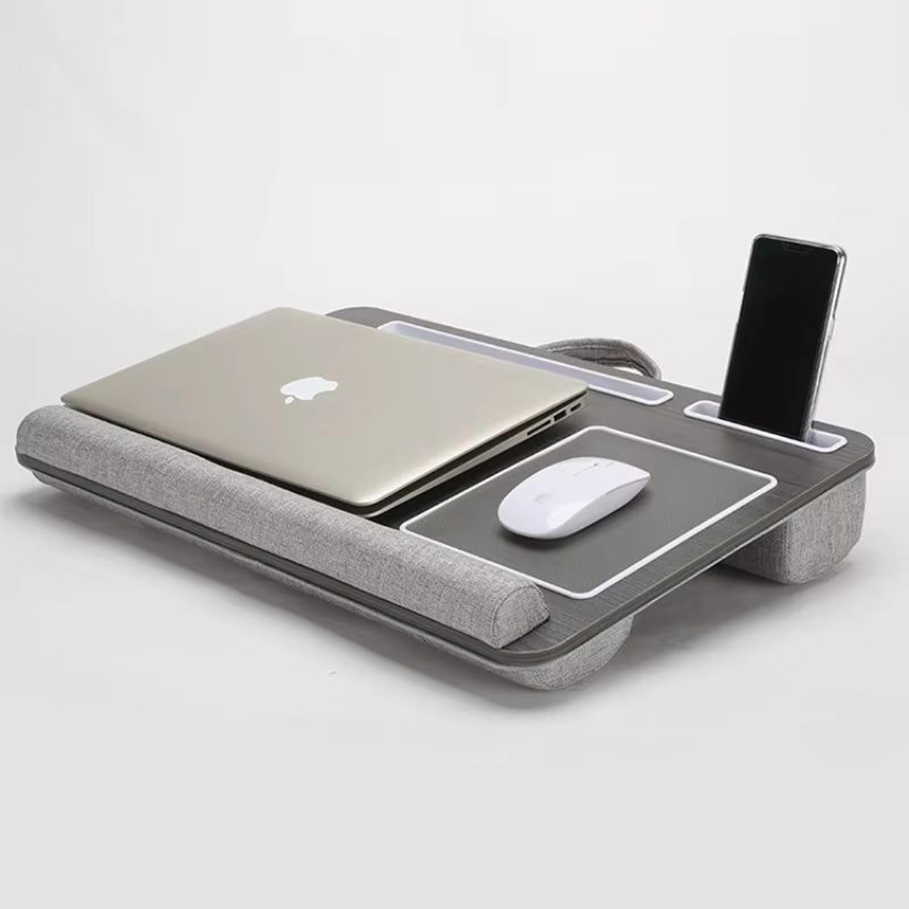 portable multi purpose laptop desk table with double groove anti slip bar & embedded mouse pad