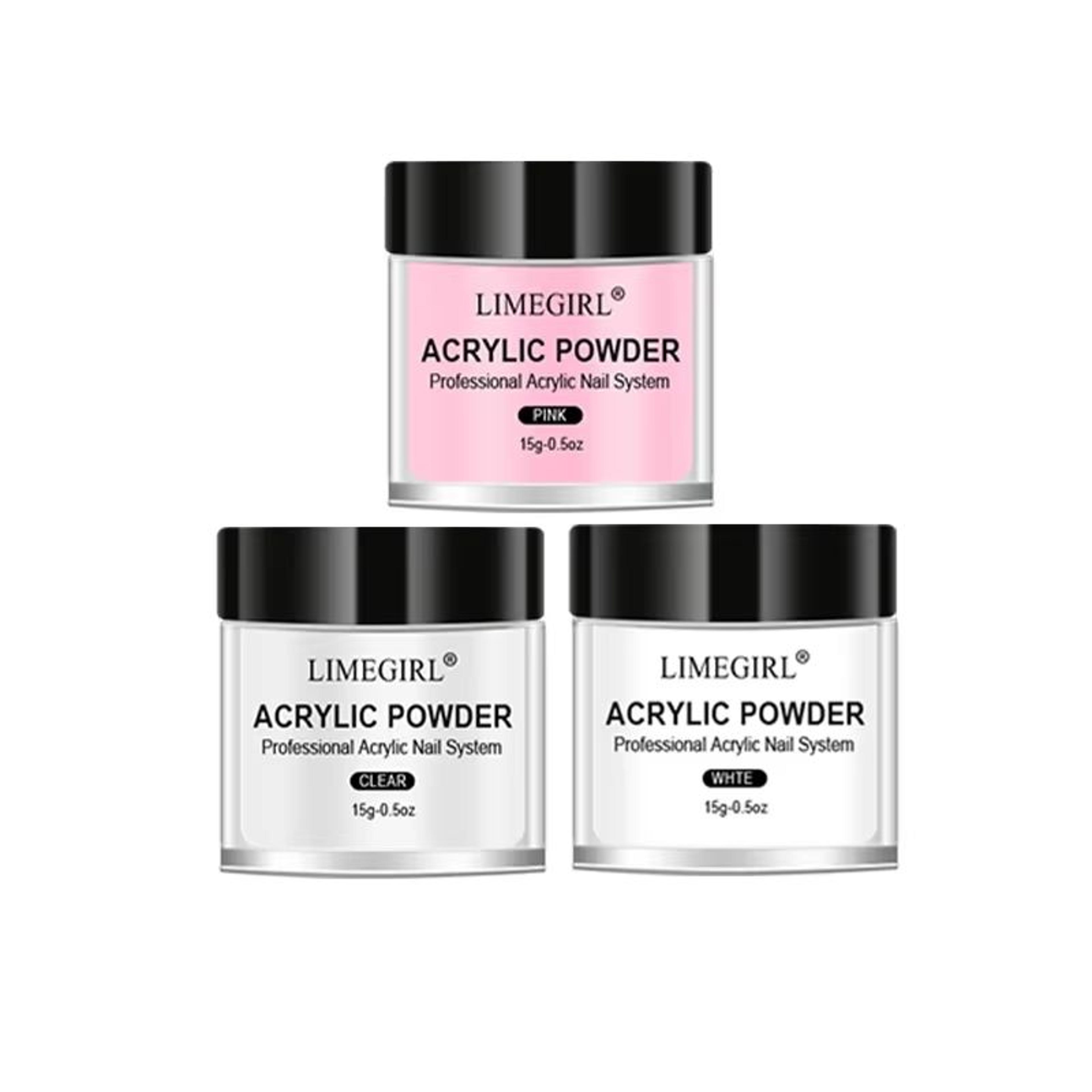 40ml Crystal Liquid  45ml Acrylic Powder Nail Kit  Beginner Acrylic Nail Set Pink White Transparent 10