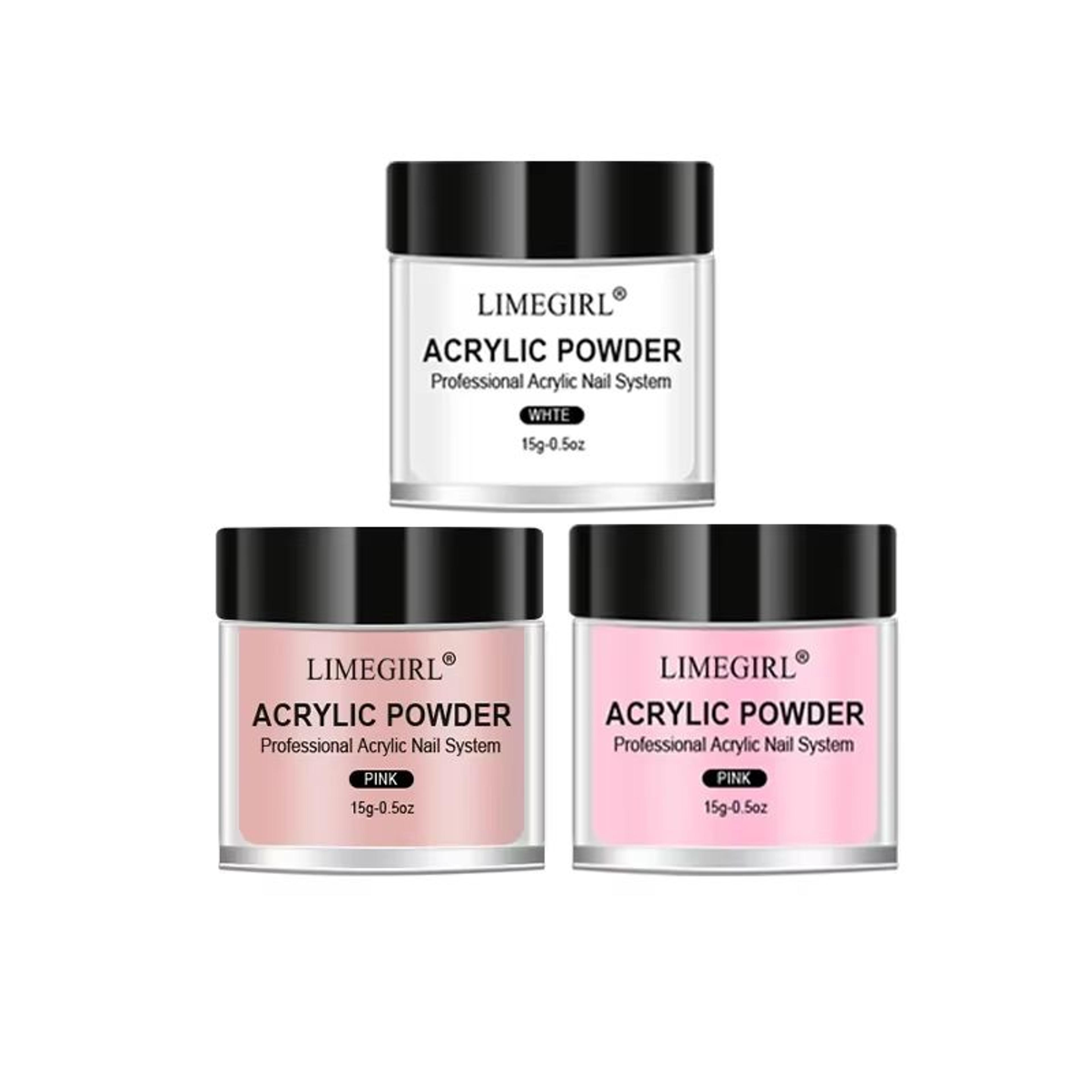 40ml Crystal Liquid  45ml Acrylic Powder Nail Kit  Beginner Acrylic Nail Set Pink White Transparent 6