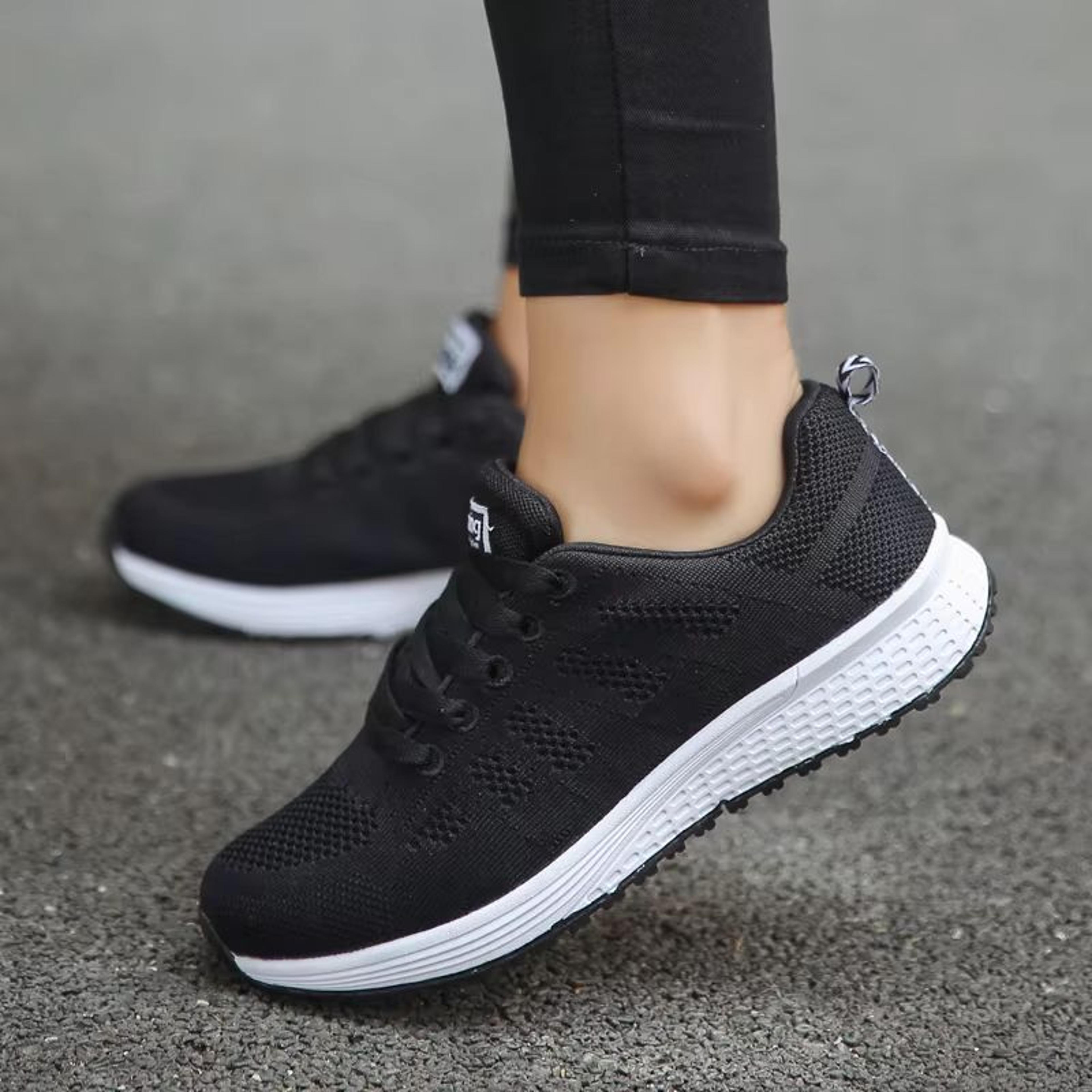 MAEDEF Womens Lightweight Breathable Walking Mesh Flats Casual Sneakers White Female Footwear 5