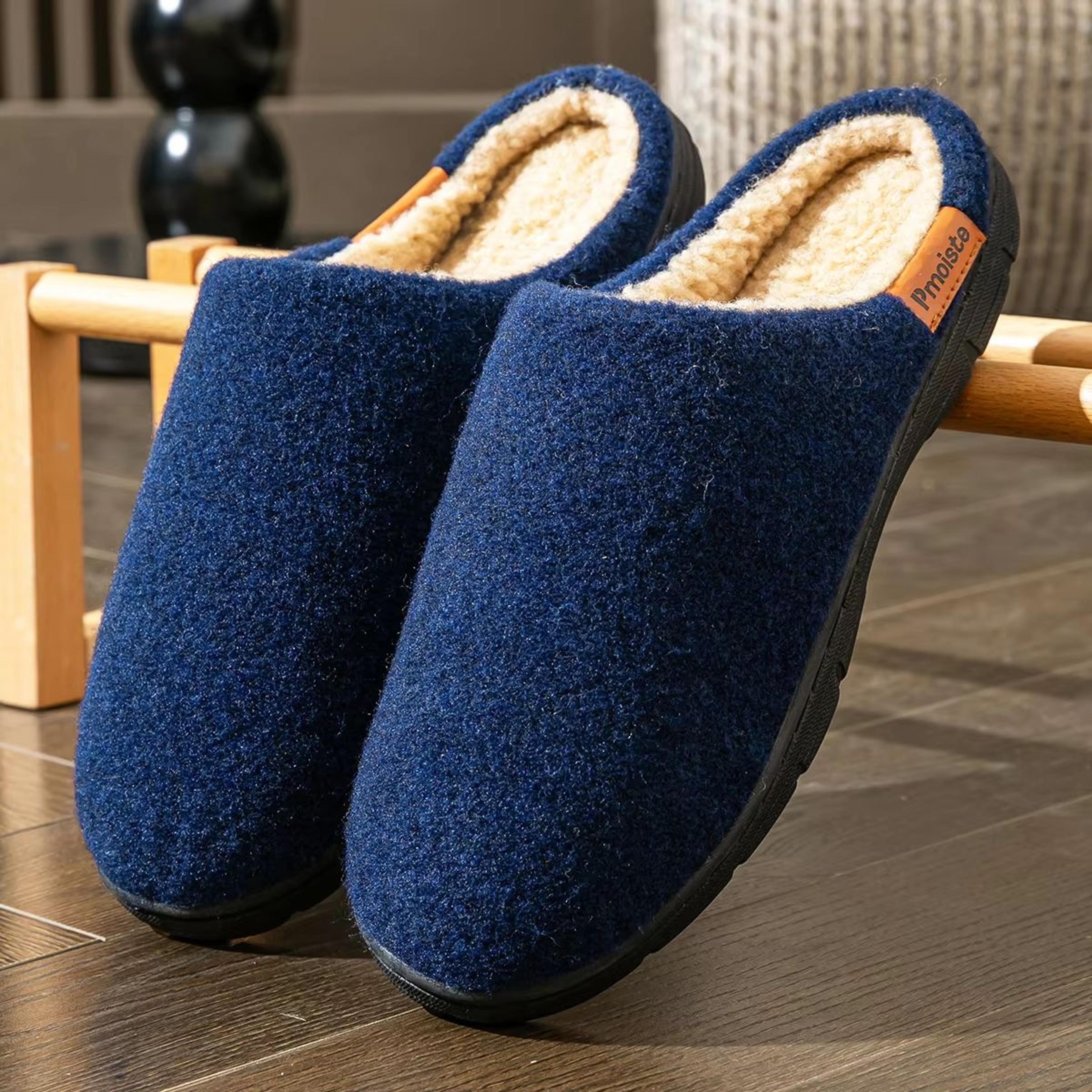 Designer Fuzzy Slippers For Men Memory Foam Warm Soft Cushion NonSlip Home Shoes 1