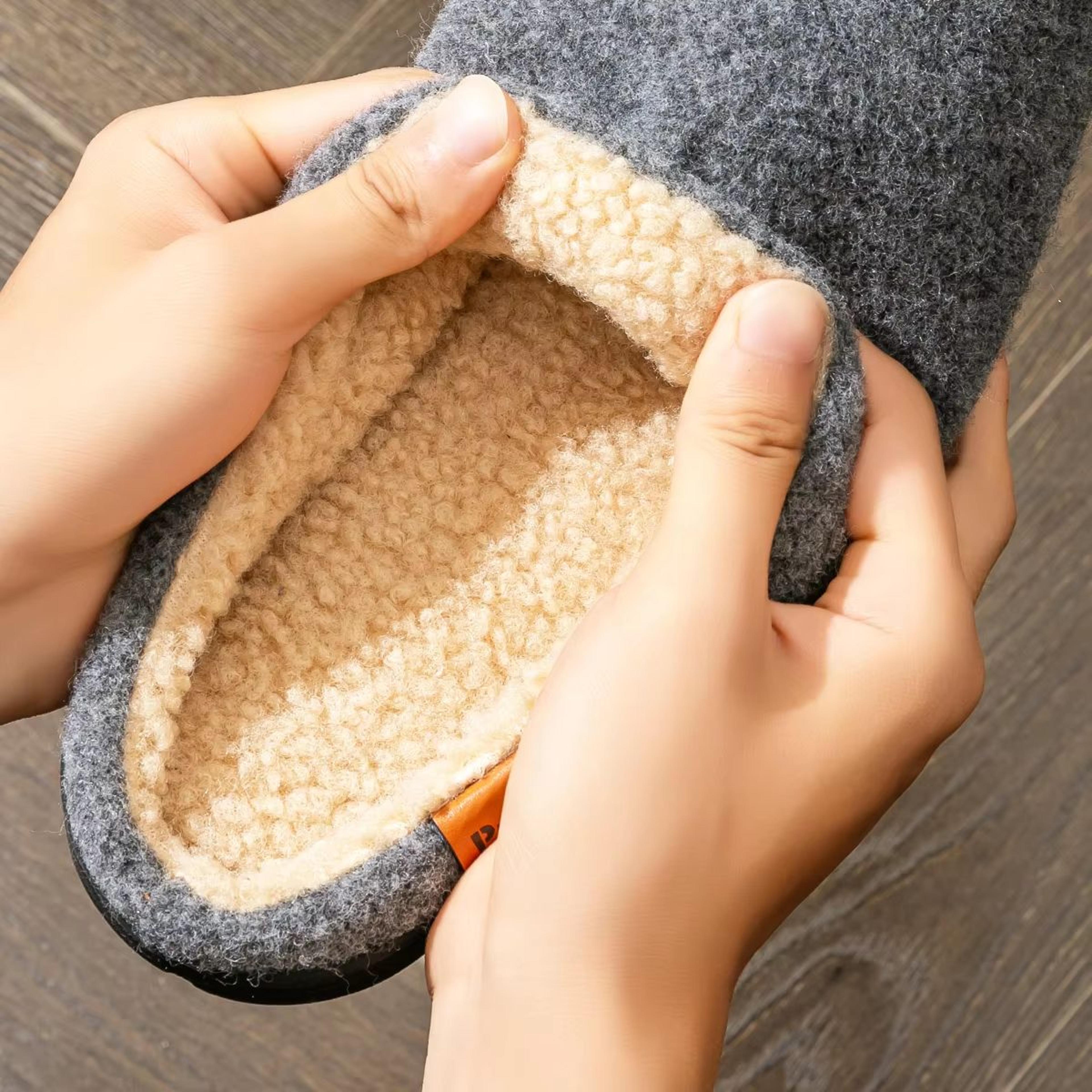 Designer Fuzzy Slippers For Men Memory Foam Warm Soft Cushion NonSlip Home Shoes 2