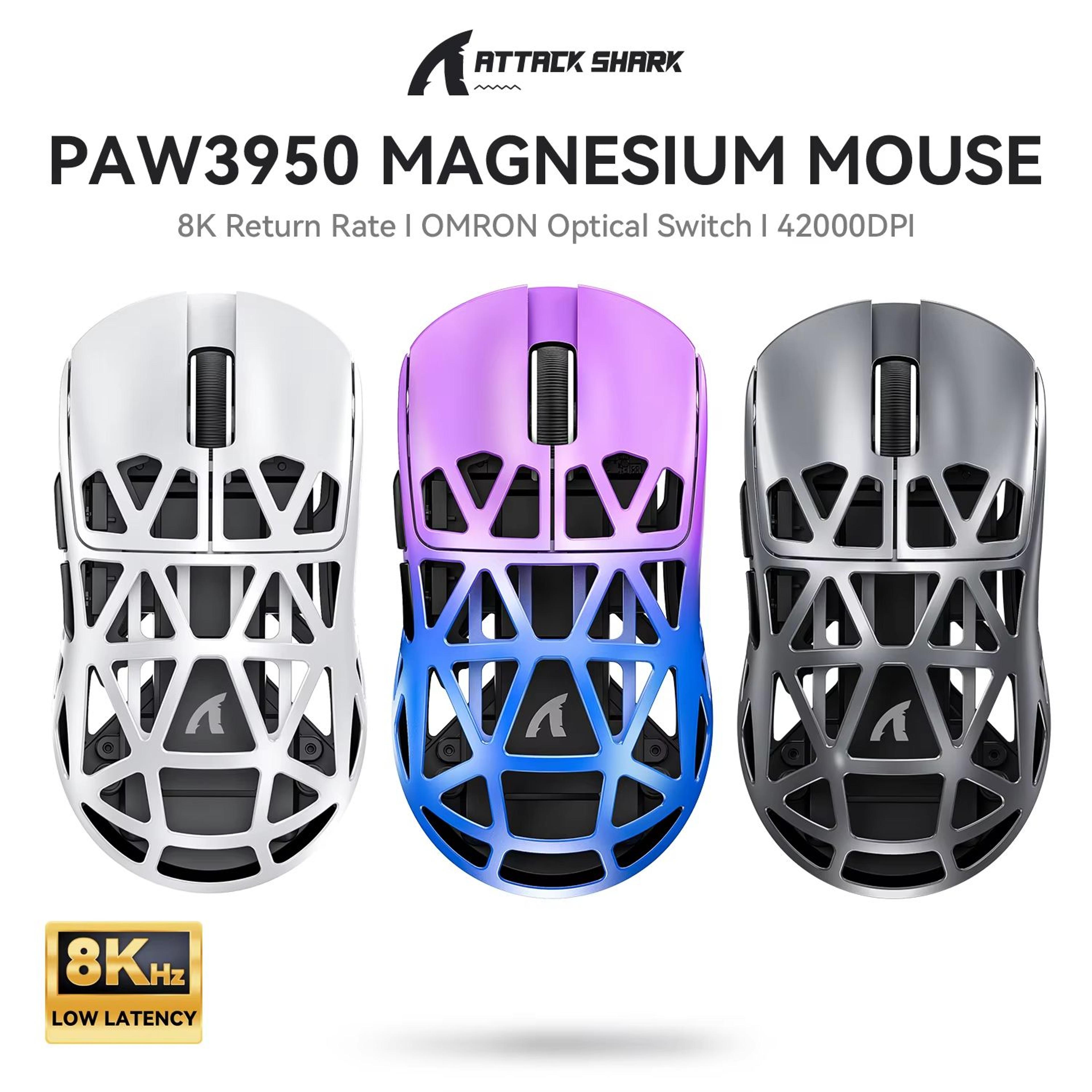 attack shark r2 magnesium alloy wireless gaming mouse, paw3950 sensor, 8k polling, tri mode bluetooth