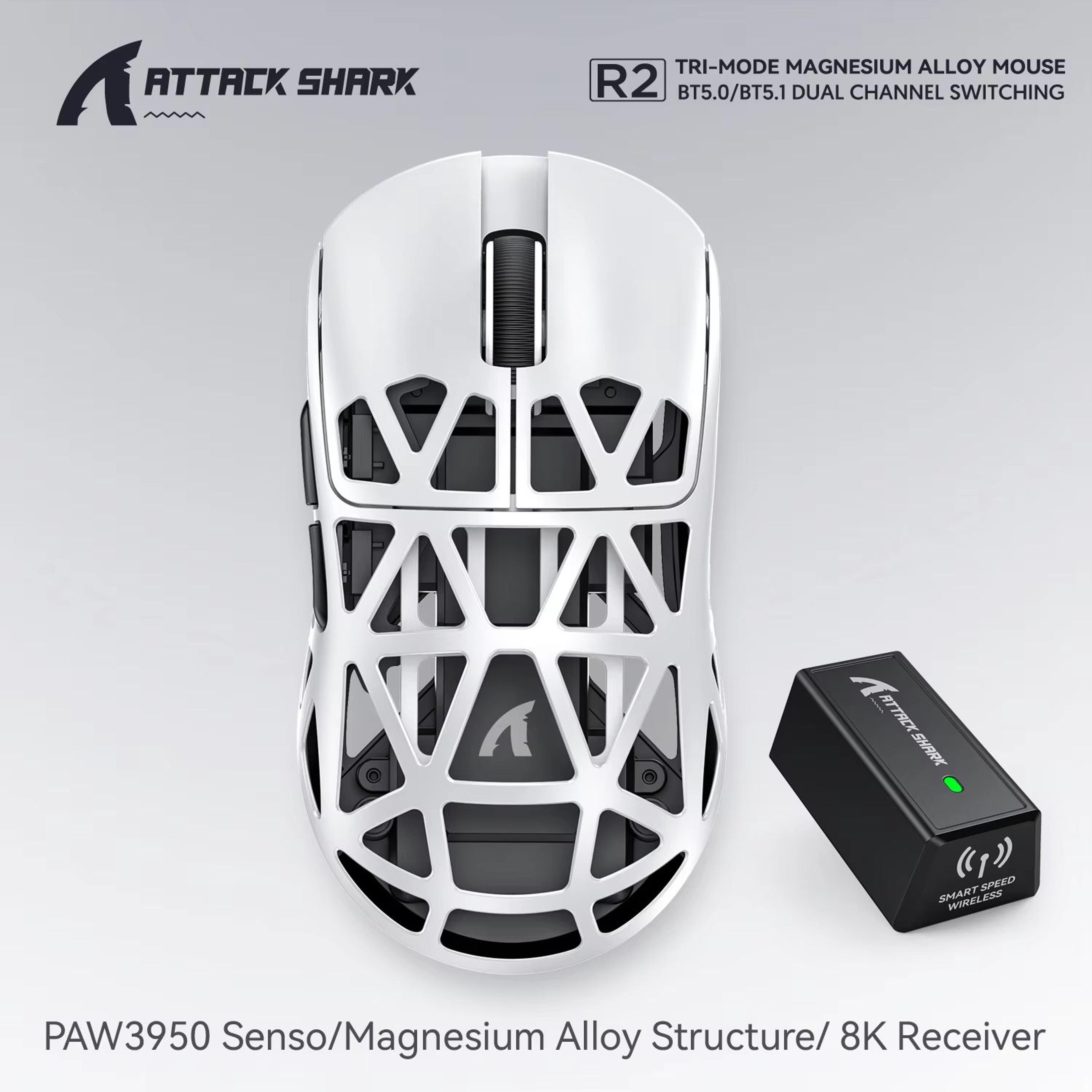 ATTACK SHARK R2 Magnesium Alloy Wireless Gaming Mouse PAW3950 Sensor 8K Polling Tri Mode Bluetooth 8