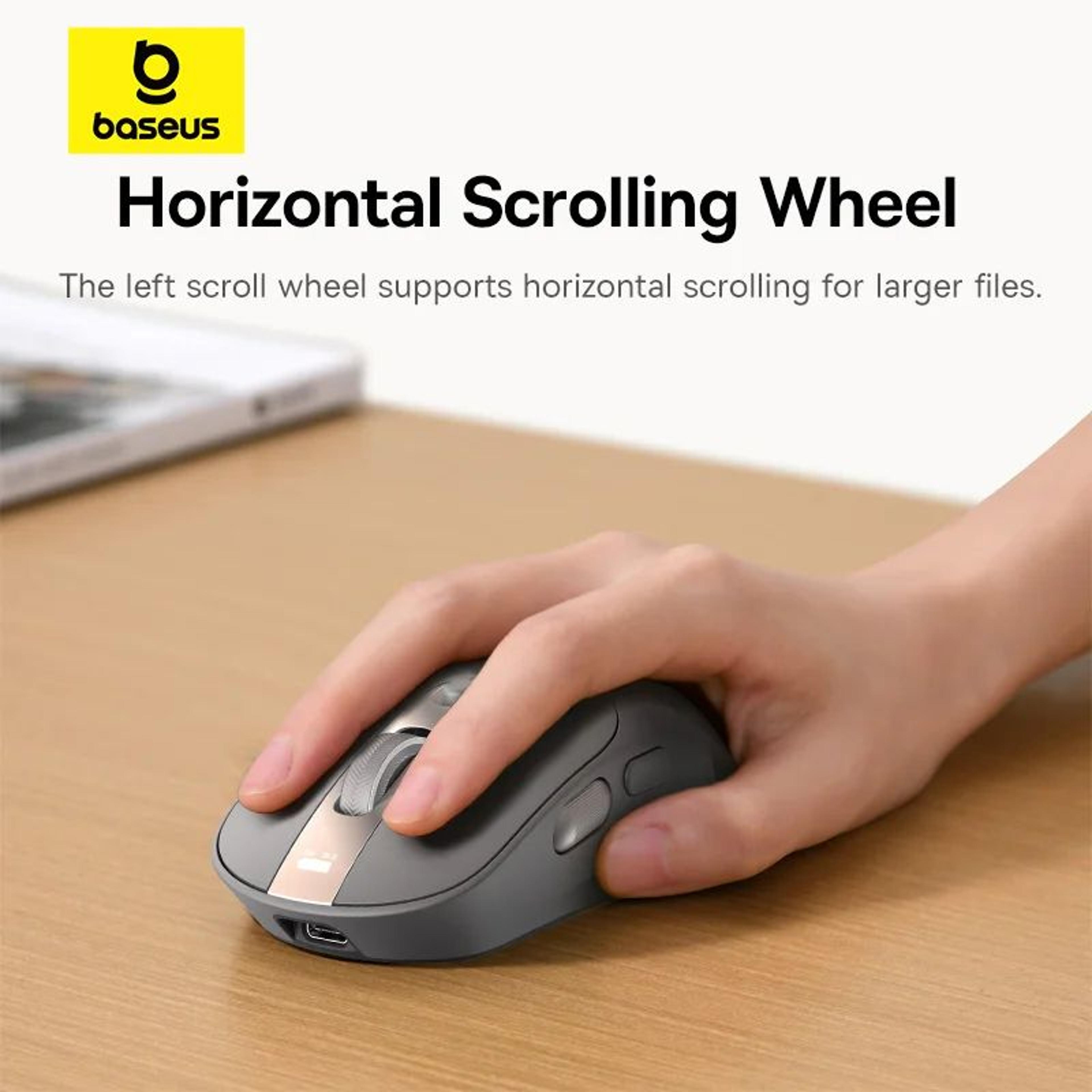 Baseus Rechargeable Bluetooth Wireless Mouse With Digital Display And Dual Scroll Wheels Silent Erg 5