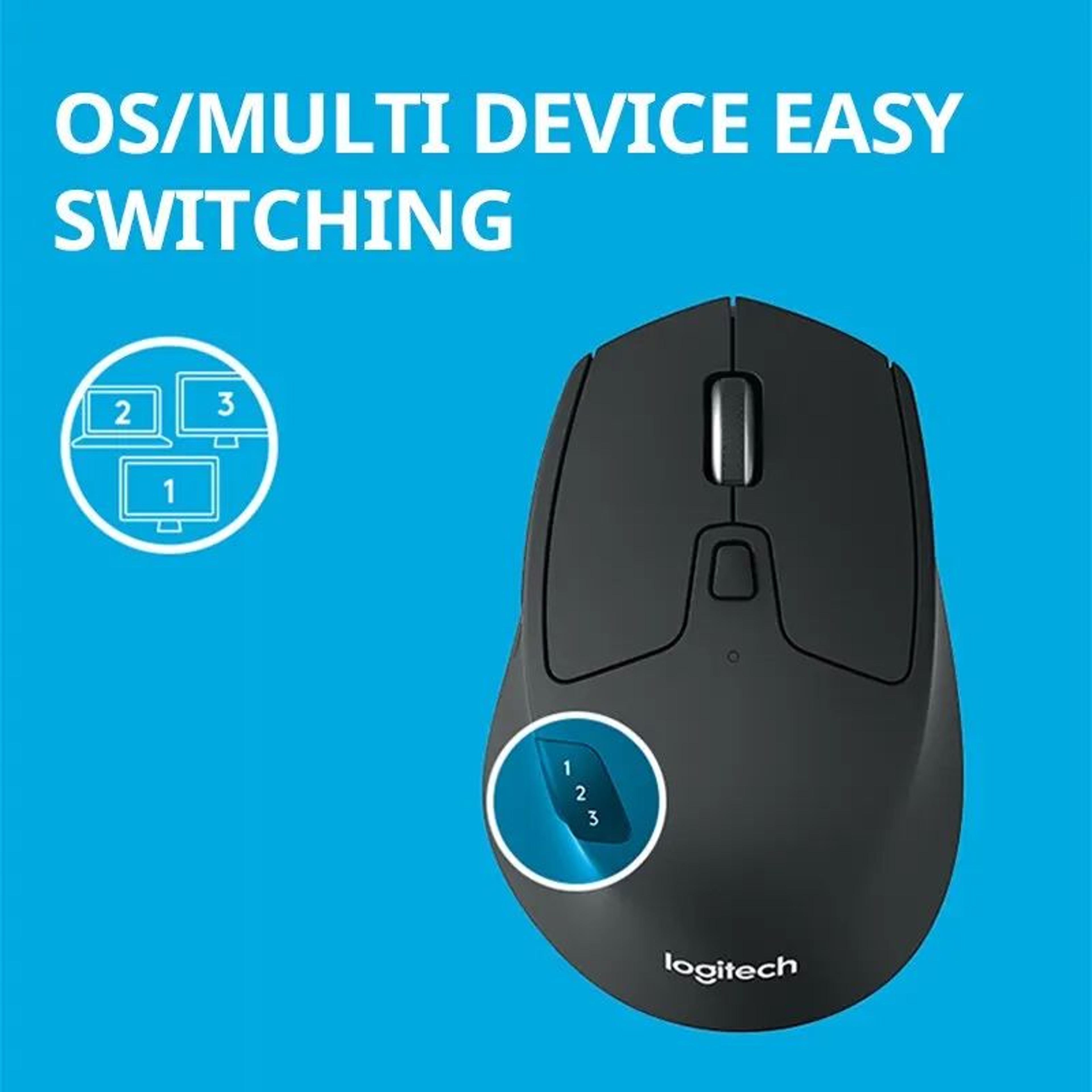 Logitech M720 Triathlon Multi Device Wireless Mouse With Bluetooth And 24GHz Unifying Hyper Fast Sc