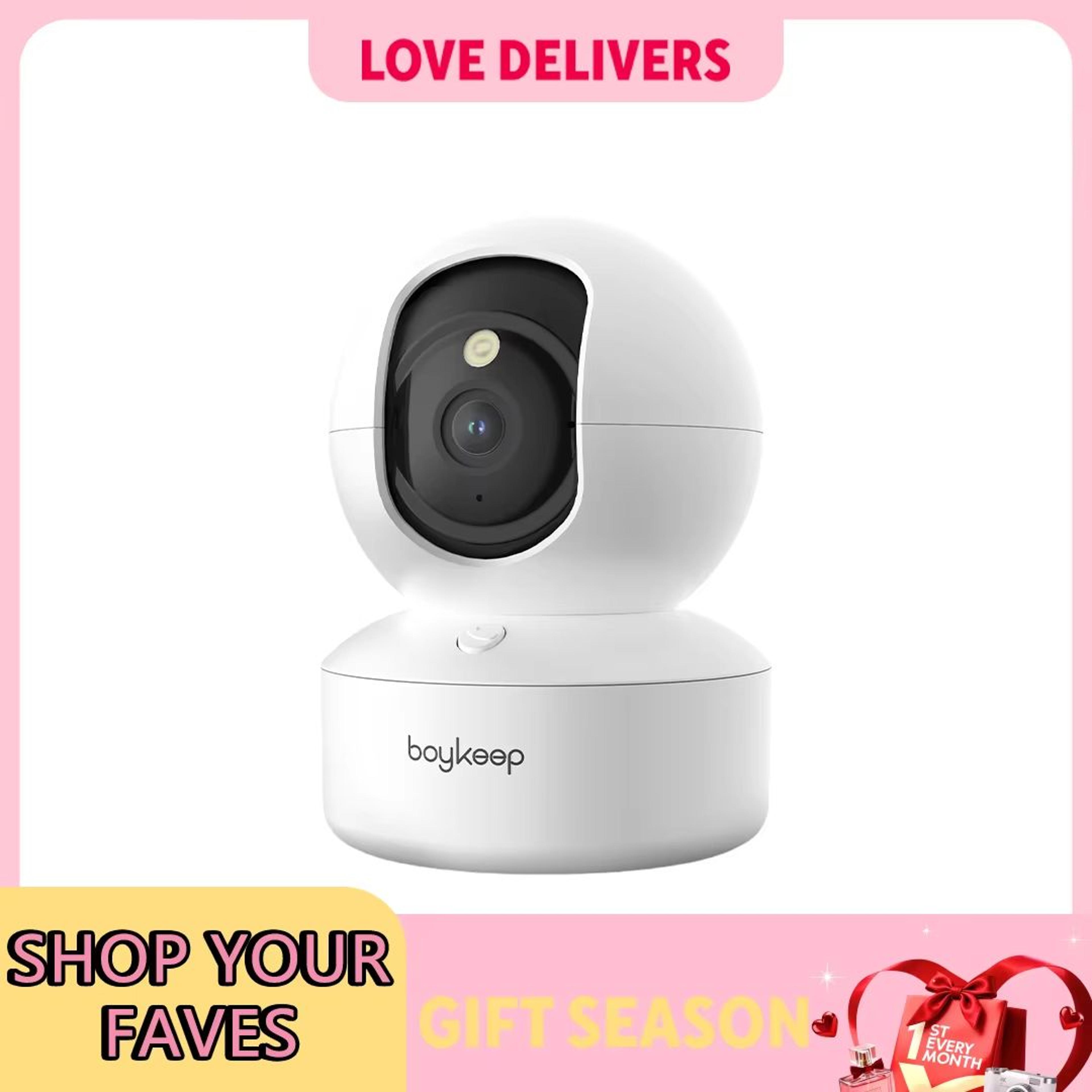 boykeep k30 2k indoor security camera, dual-band wifi 360° pan and tilt, color night vision, two-way audio