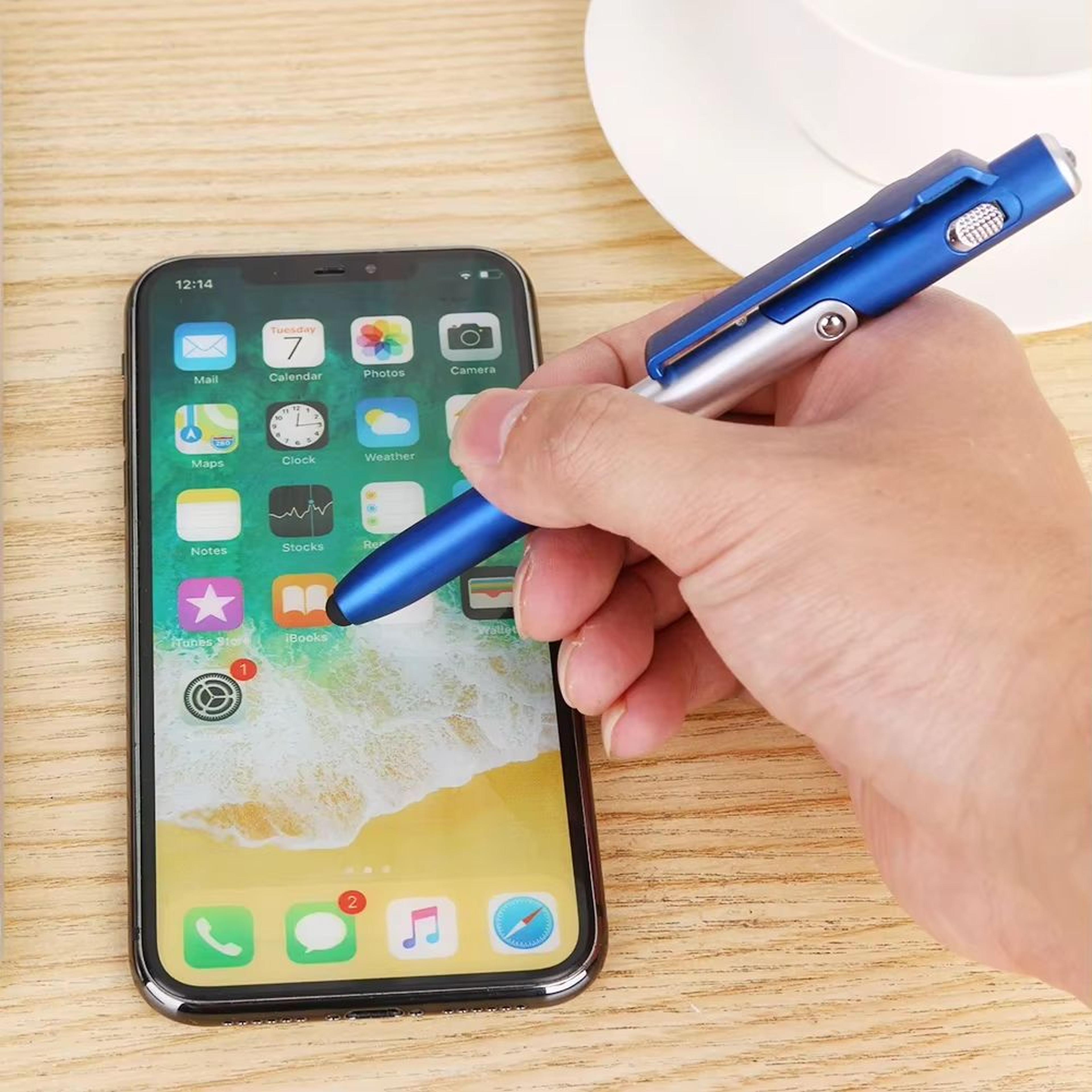 4 in 1 multifunction ballpoint pen phone stand with led light folding mobile holder