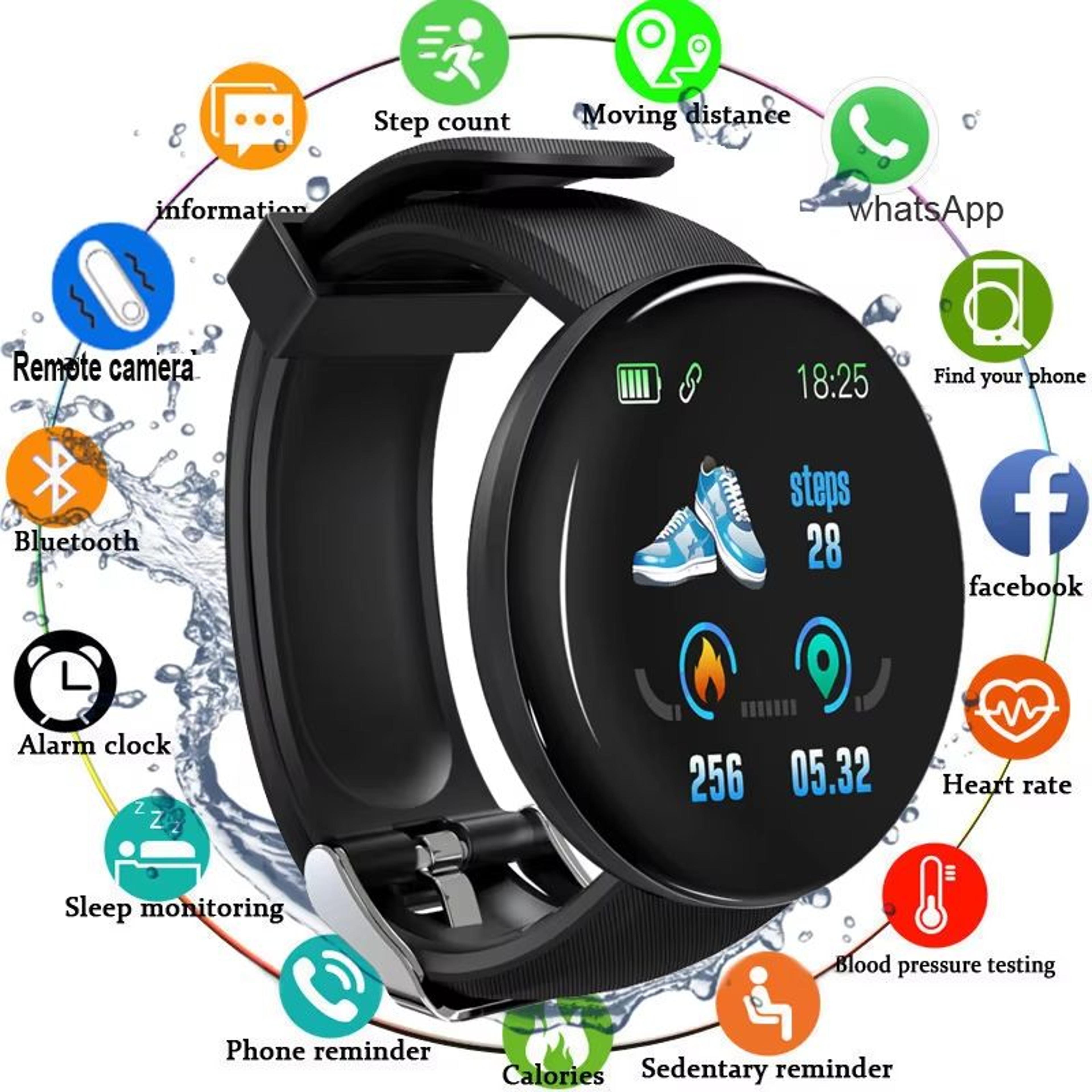 d18 smart fitness tracker watch for men and women