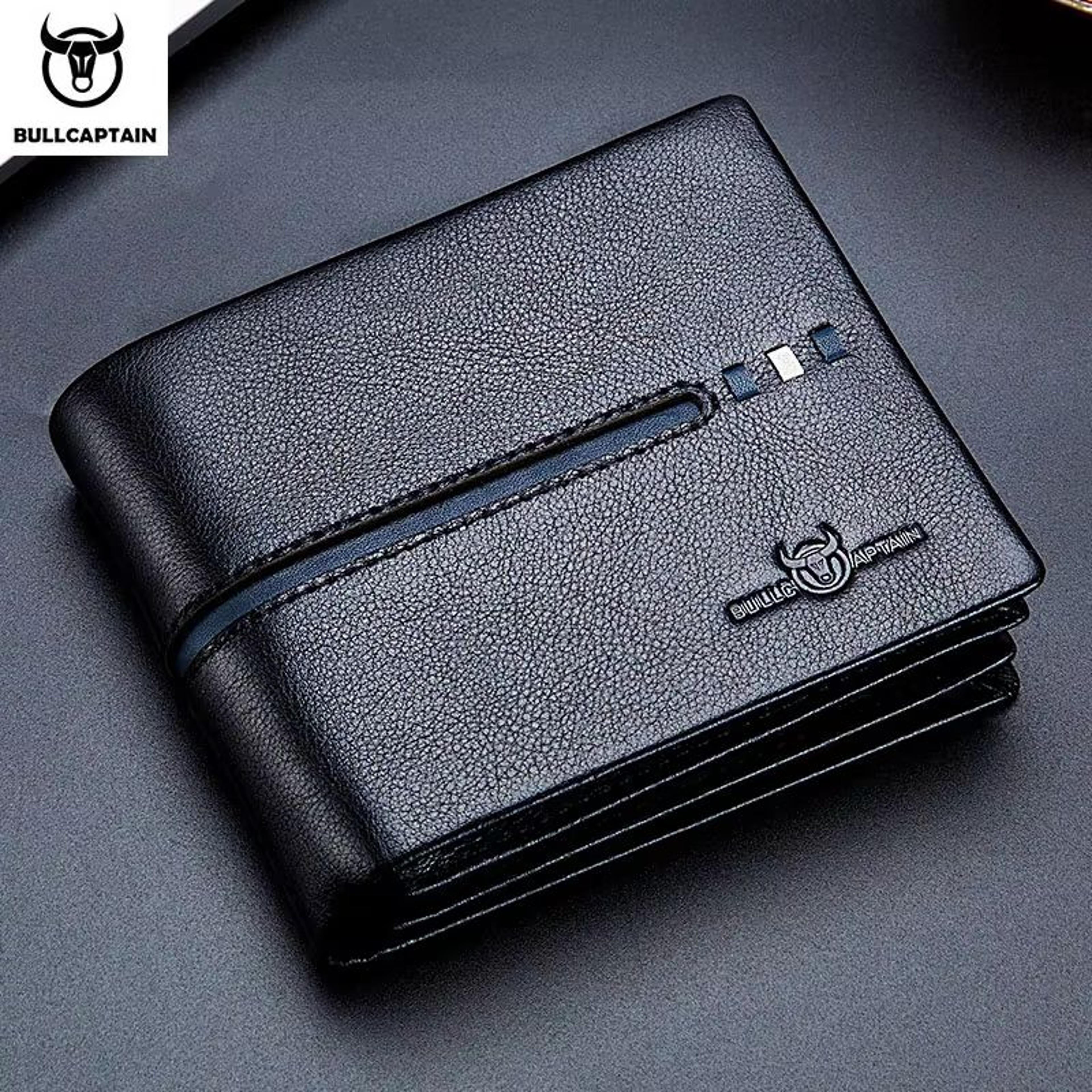 bullcaptain genuine leather rfid business wallet for men