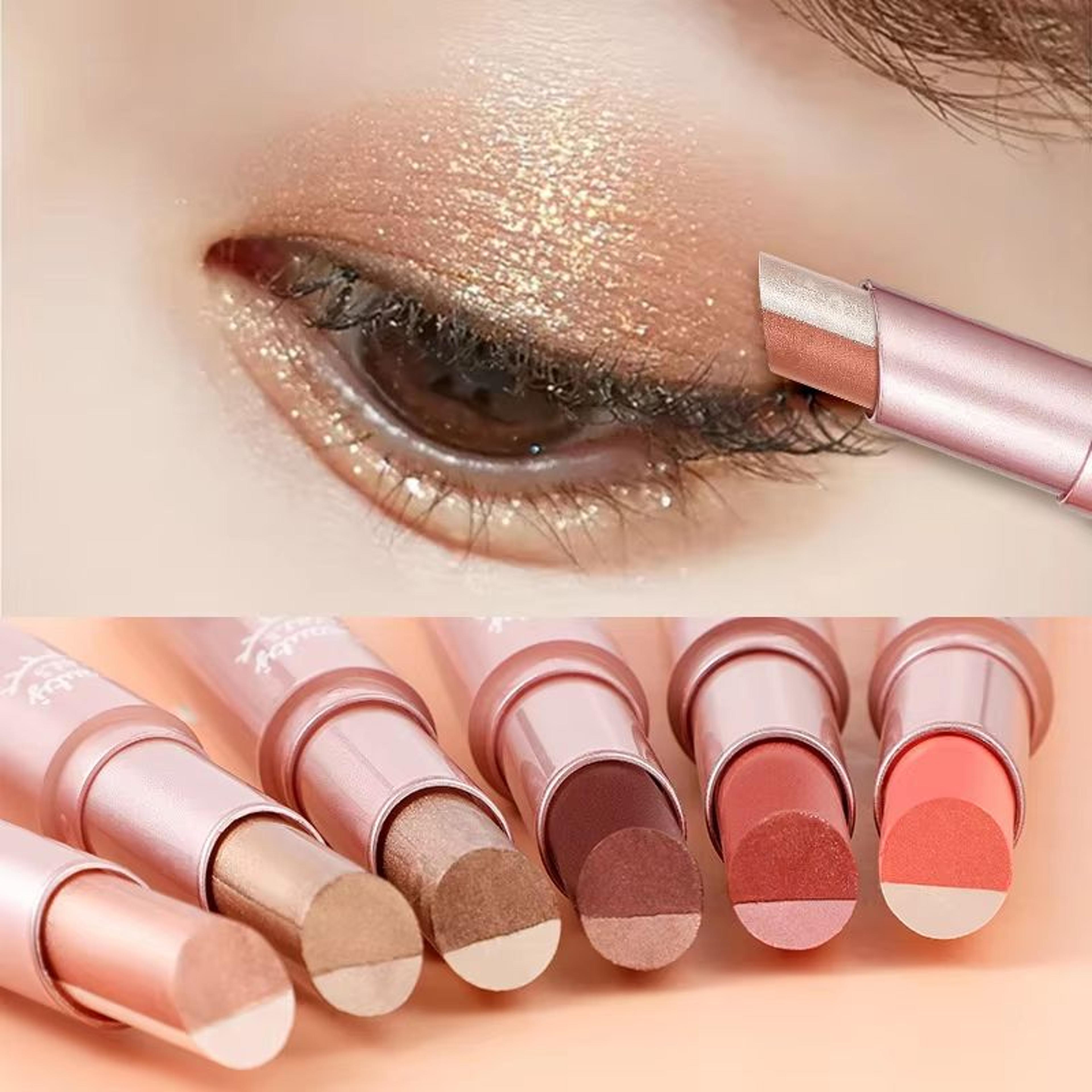 gradient two color eyeshadow pen waterproof pearlescent eyeshadow stick easy blend lazy makeup