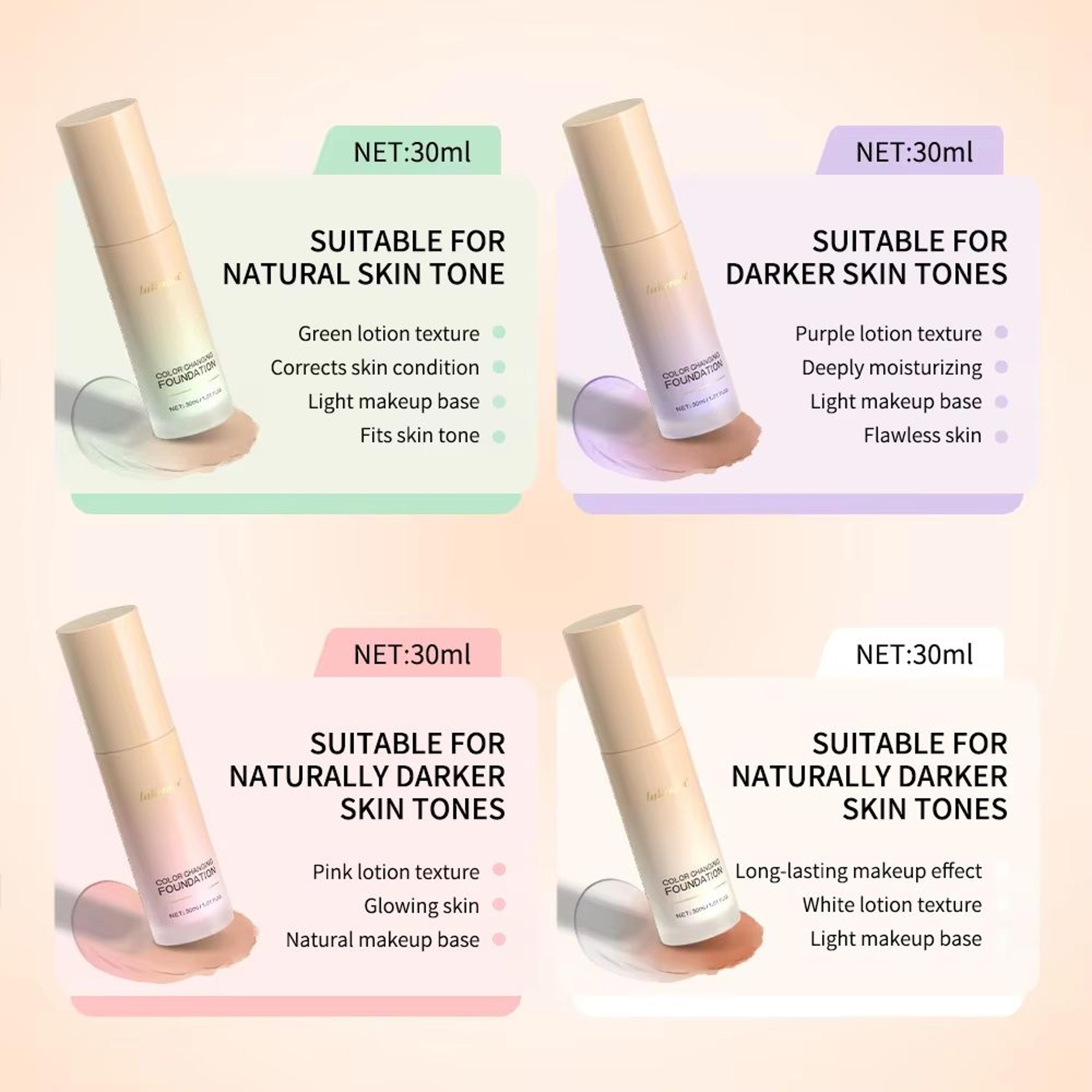 Magic Color Changing Foundation Liquid CC Cream Foundation Long Lasting Skin Tone Matching Base 2