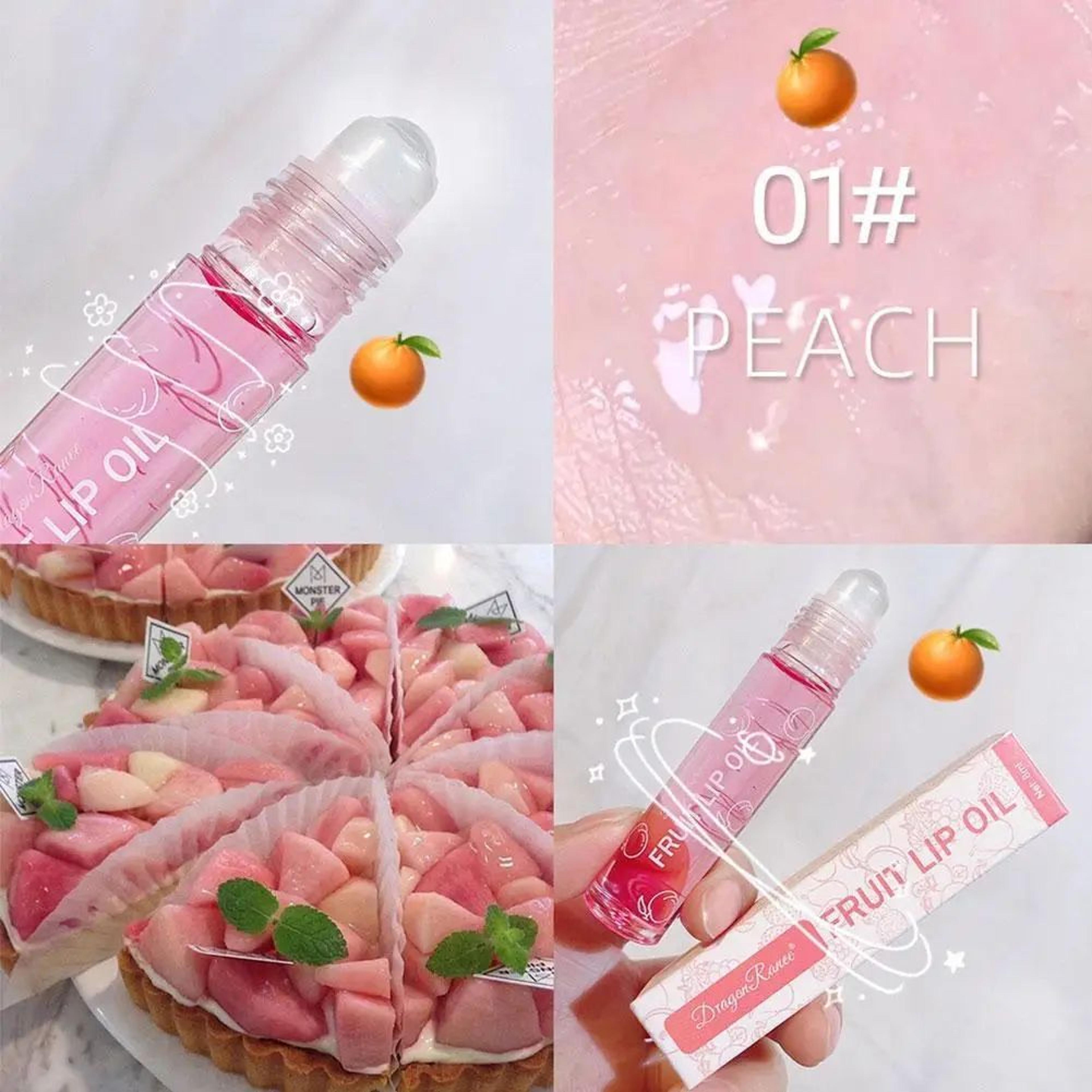 6 Color Roll On Lip Oil Fruit Essence Hydrating Lip Balm Gloss With Mirror 4