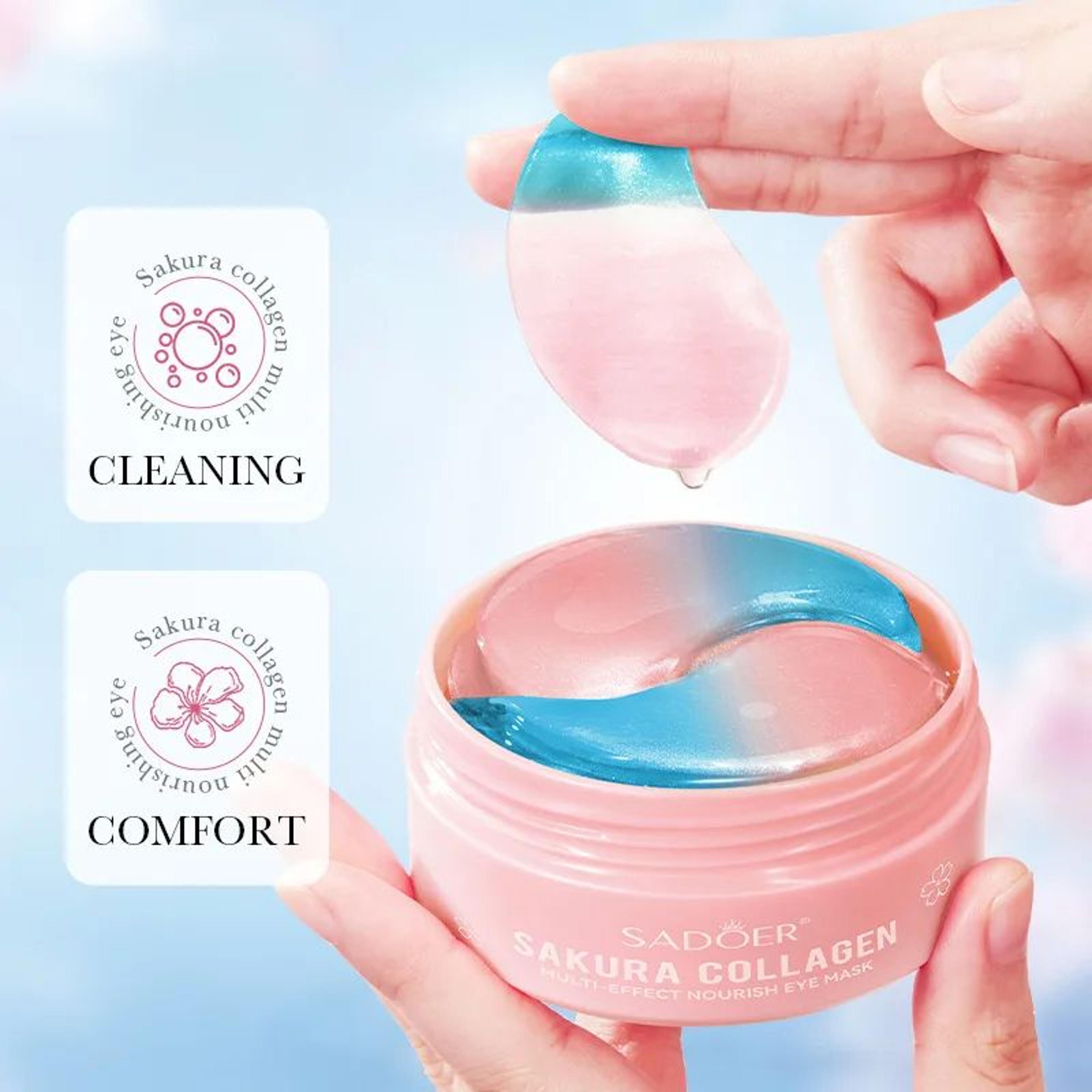 SADOER Sakura Collagen Eye Mask 60pcs For Dark Circles And Eye Bags Hydrating Firming Eye Patches 3