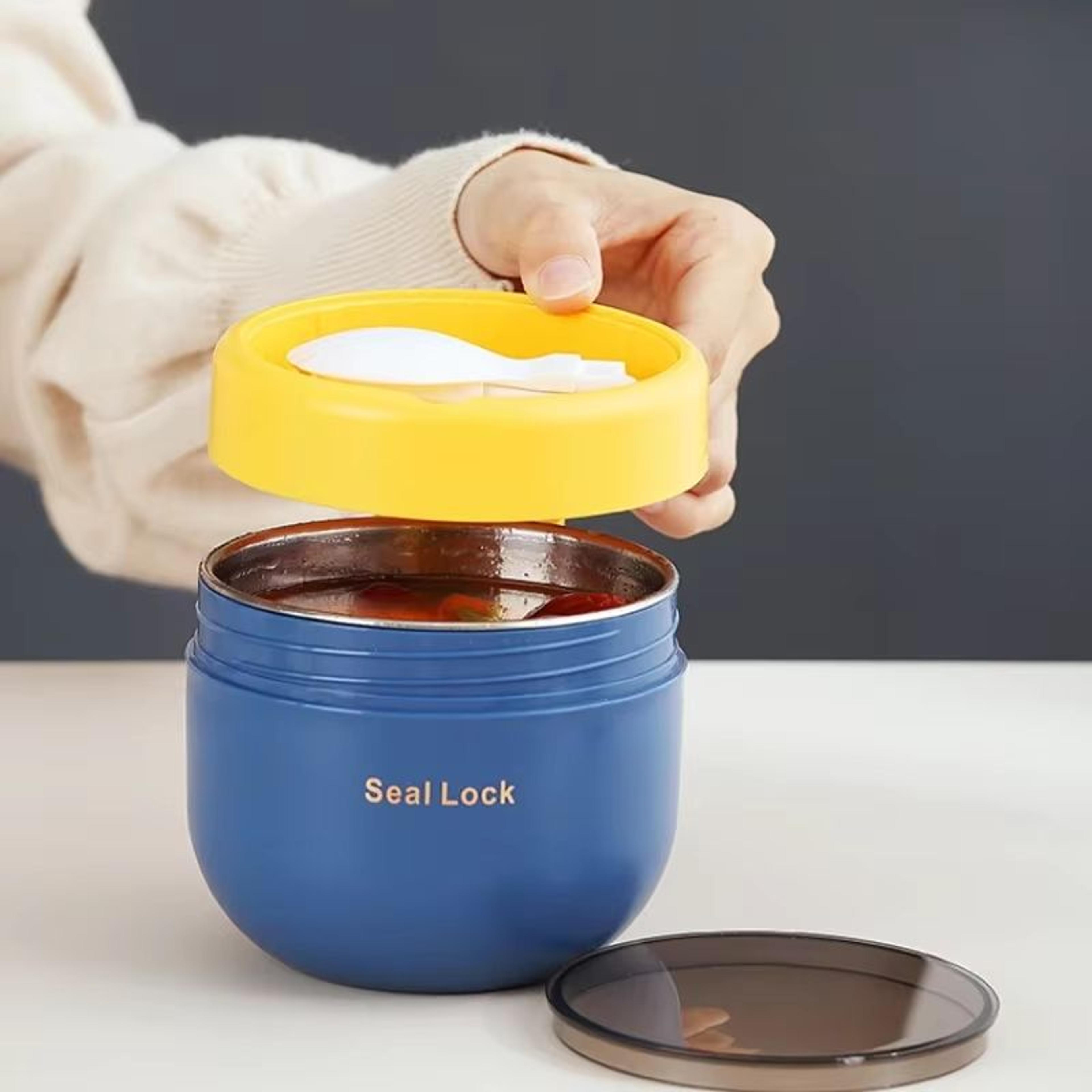 600ML Stainless Steel Lunch Bowl Microwave Safe Soup Noodle Container With Lid 4