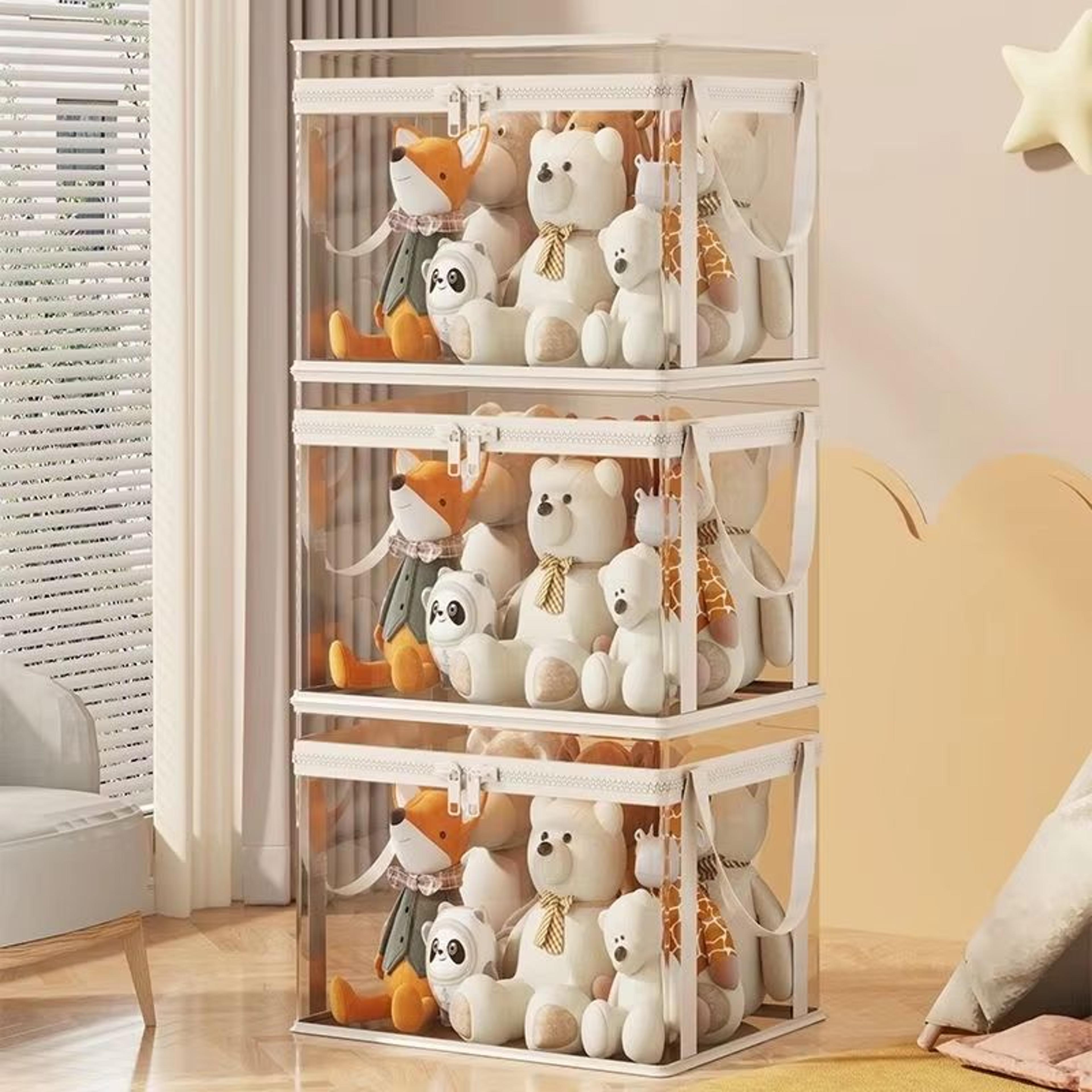 large capacity transparent toy storage basket waterproof pvc toy organizer basket for kids blocks, plush toys & playroom