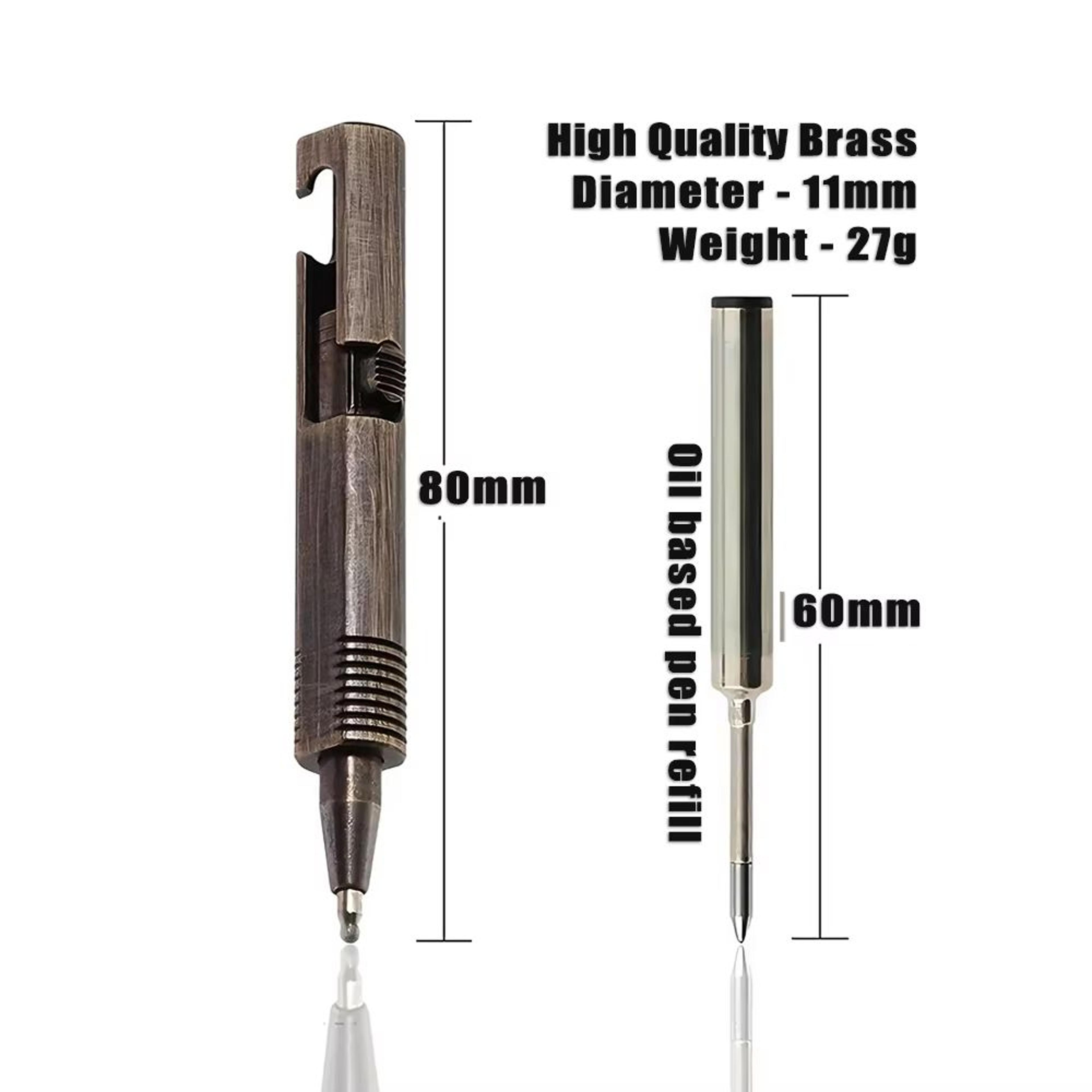 Retro Brass Mini Bolt Action Pen Compact EDC Tactical Ballpoint Pen 1